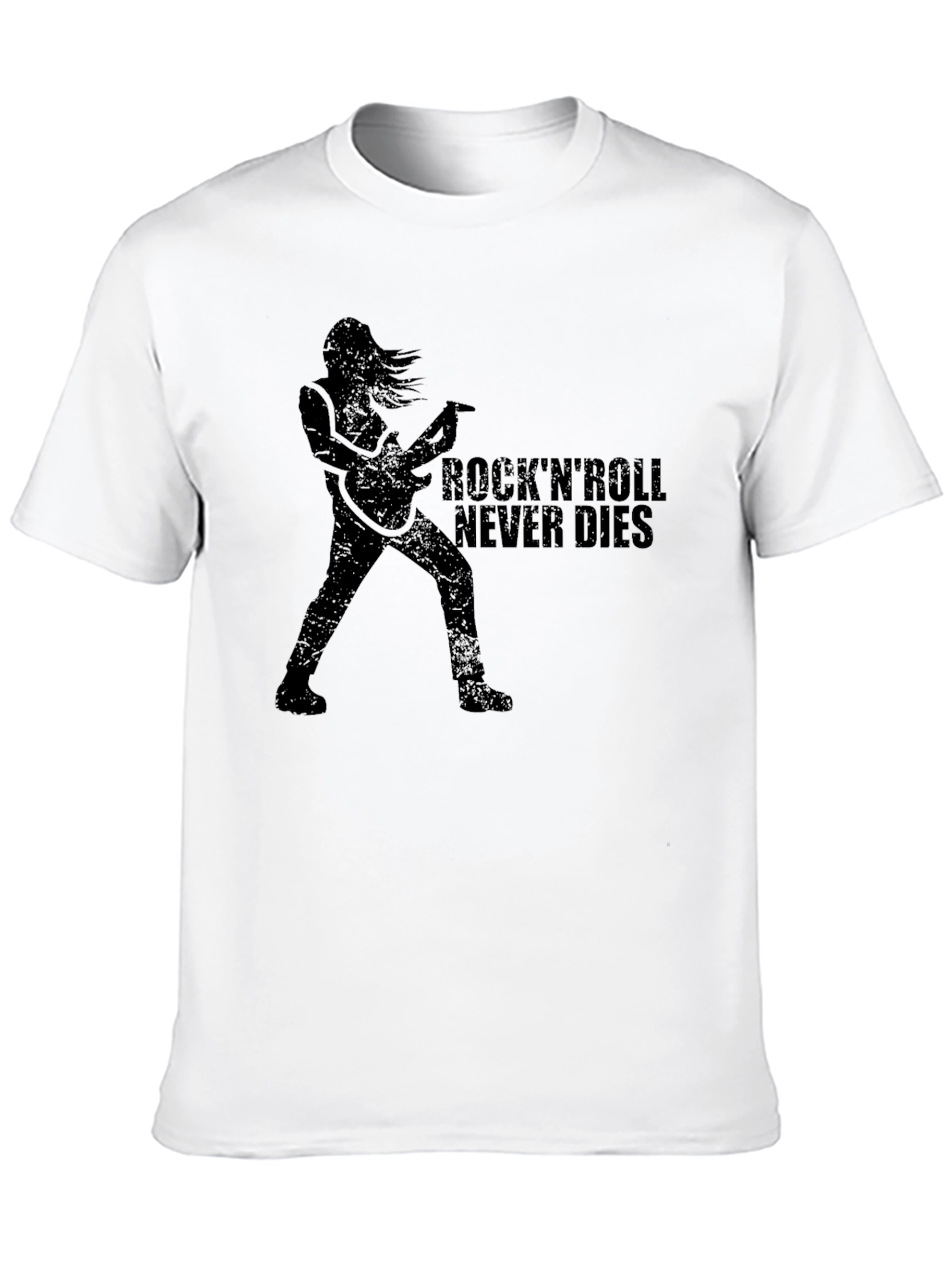 Black Rock'n'Roll Never Dies T-Shirt - Black Graphic Tee view 10