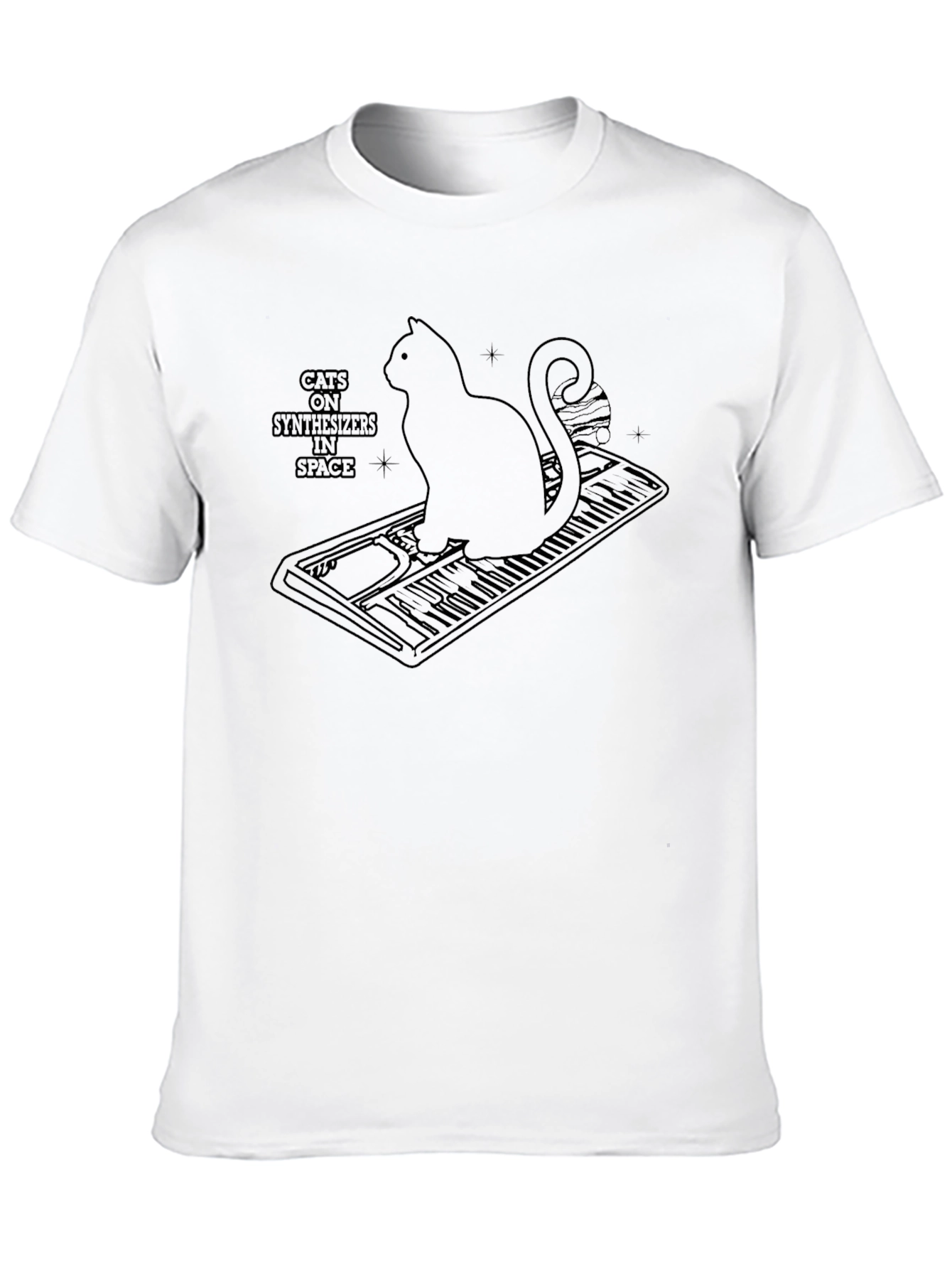 Black Cats On Synthesizers In Space T-Shirt view 10