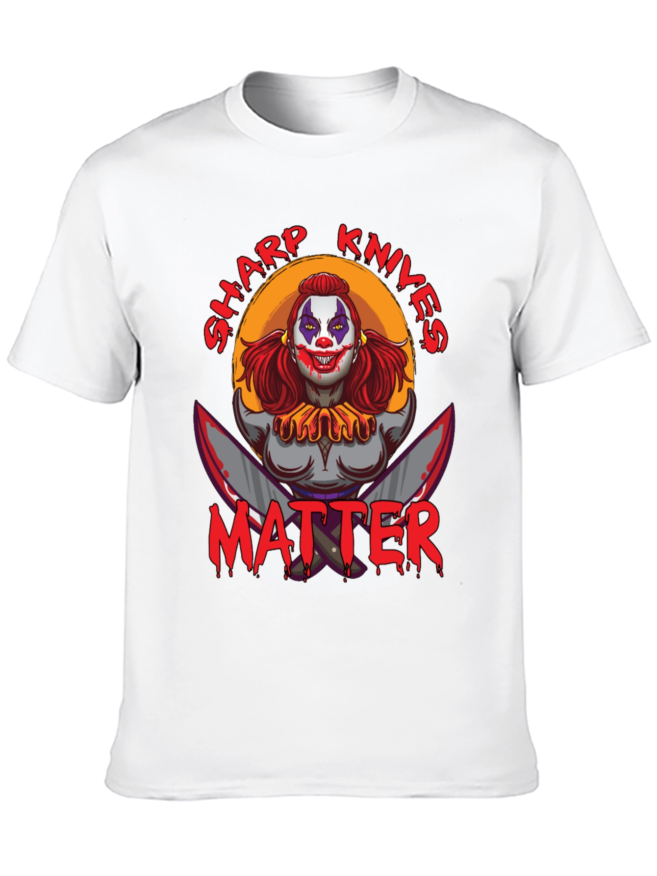 Black Sharp Knives Matter Graphic T-Shirt - Horror Clown Tee view 10