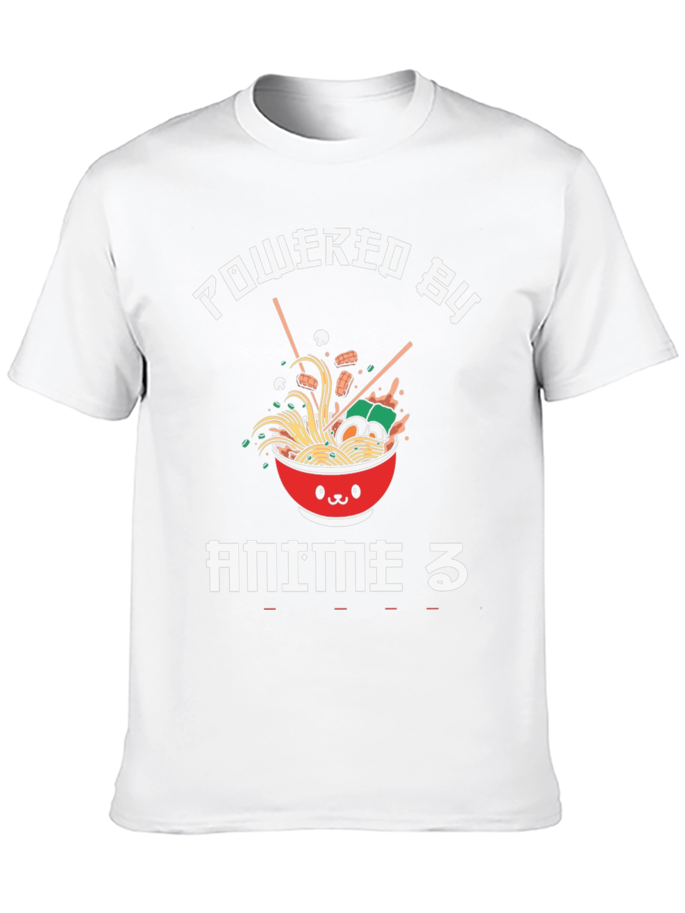 Black Powered by Anime Ramen Graphic T-Shirt view 10
