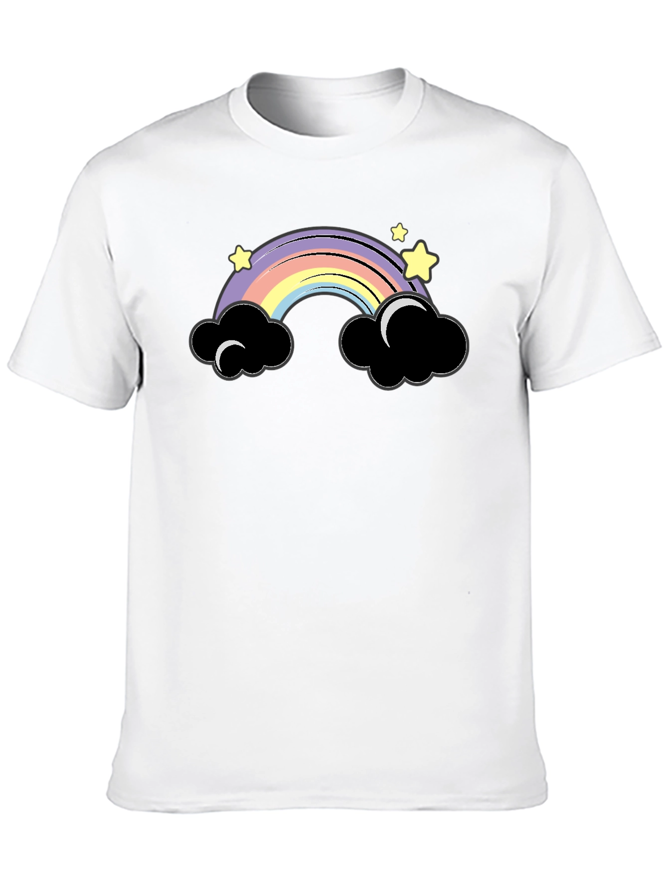 Black Rainbow Clouds Graphic Tee - Unisex Black T-Shirt view 10