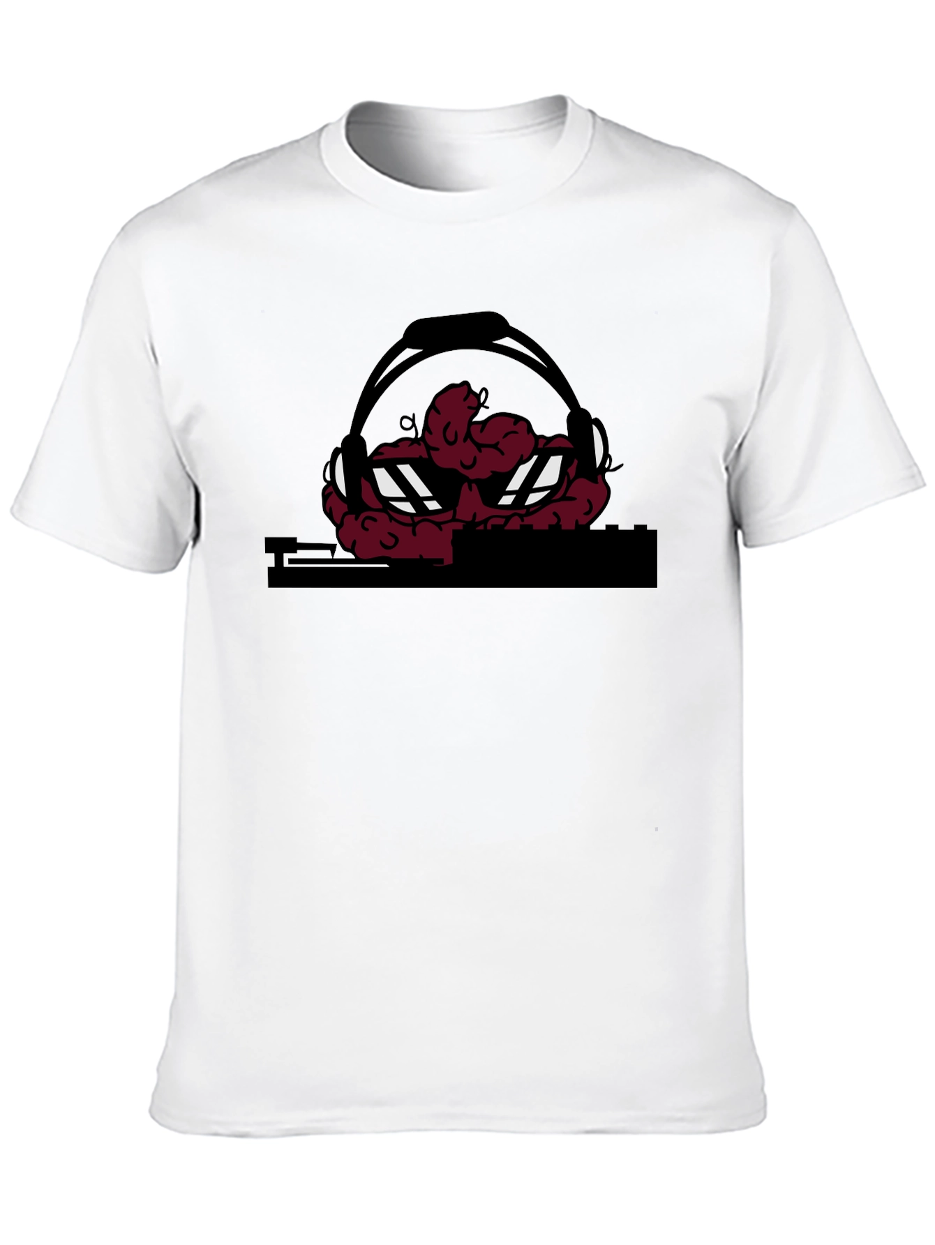 Black DJ Brain Graphic T-Shirt - Unique Design view 10