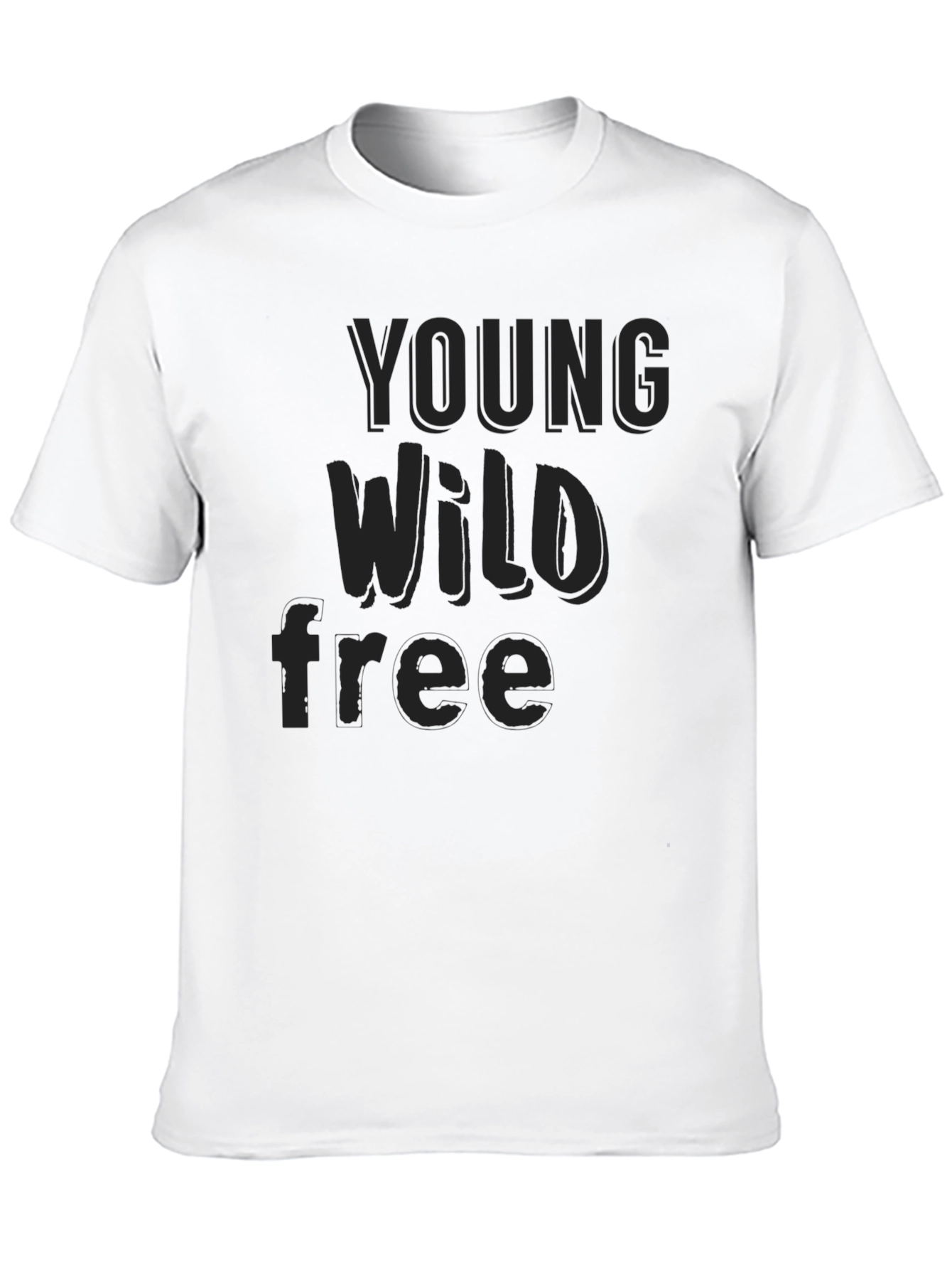 Black Young Wild Free Graphic Tee - Modern Black T-Shirt view 10