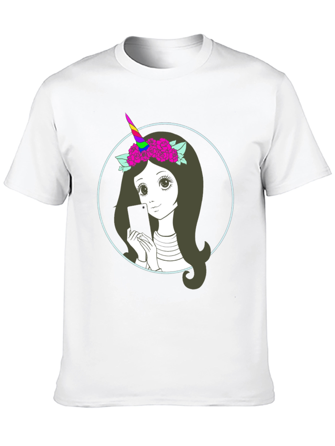 Black Unicorn Girl Graphic Tee - Black Cotton Blend view 10