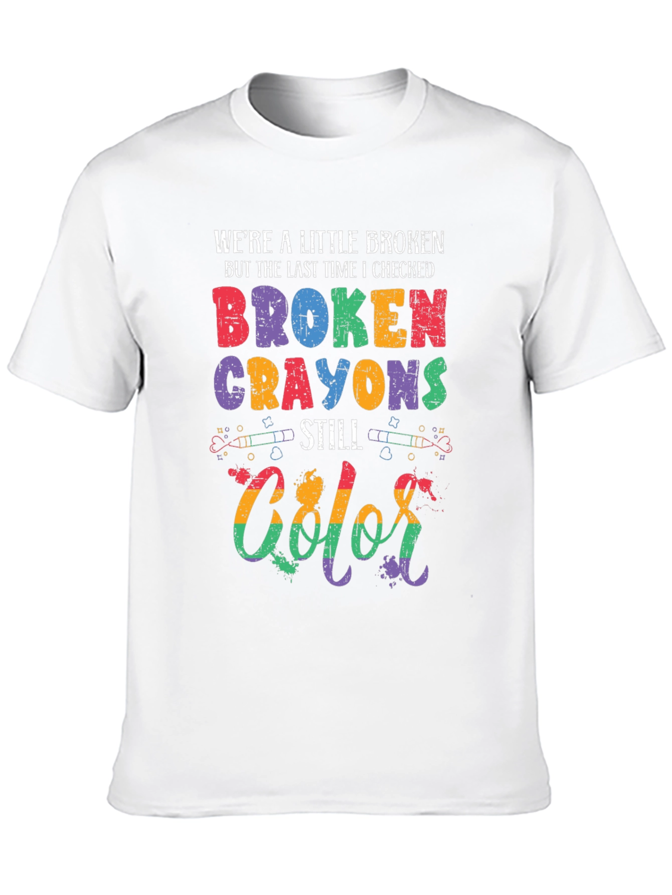 Black Broken Crayons Still Color Graphic T-Shirt view 10