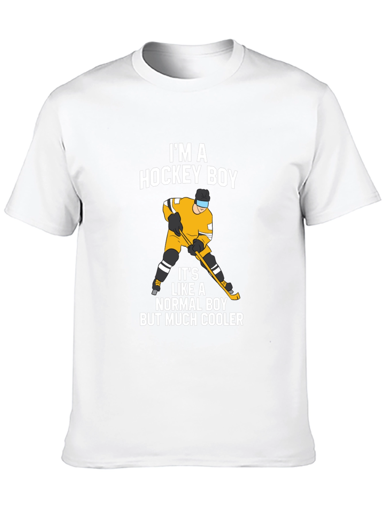 Black I'm A Hockey Boy T-Shirt - Black Cotton Tee view 10
