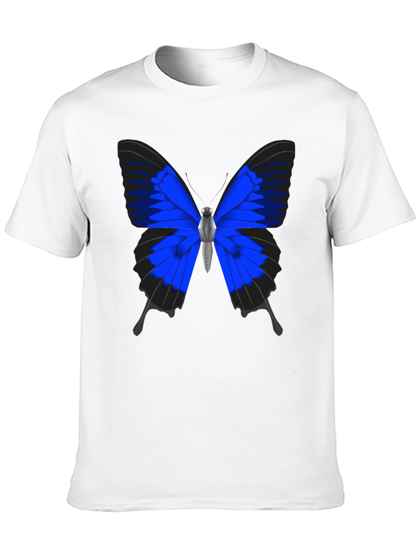 Black Blue Butterfly Graphic Black T-Shirt view 10