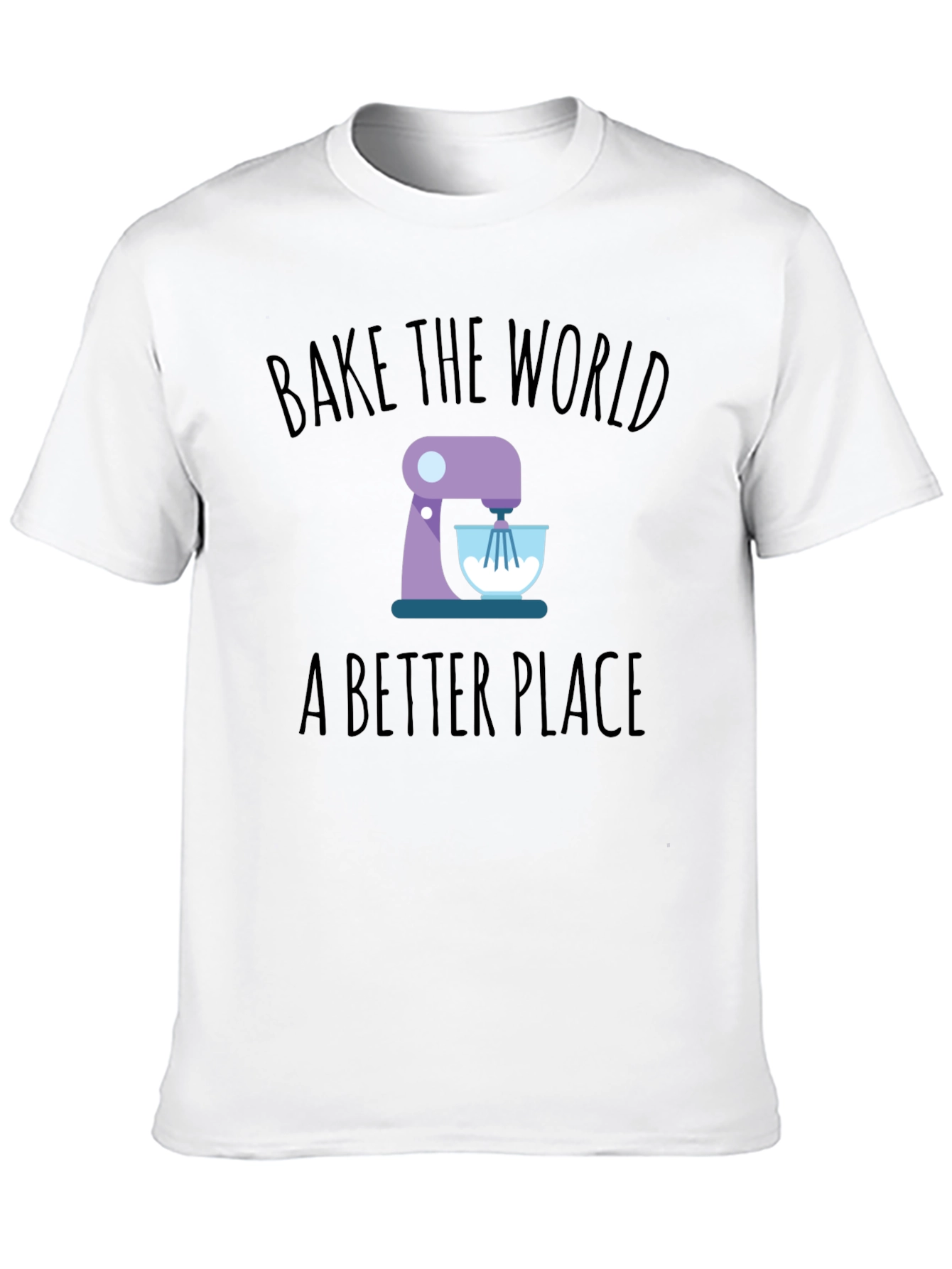 Black Bake the World T-Shirt - Stand Mixer Design view 10