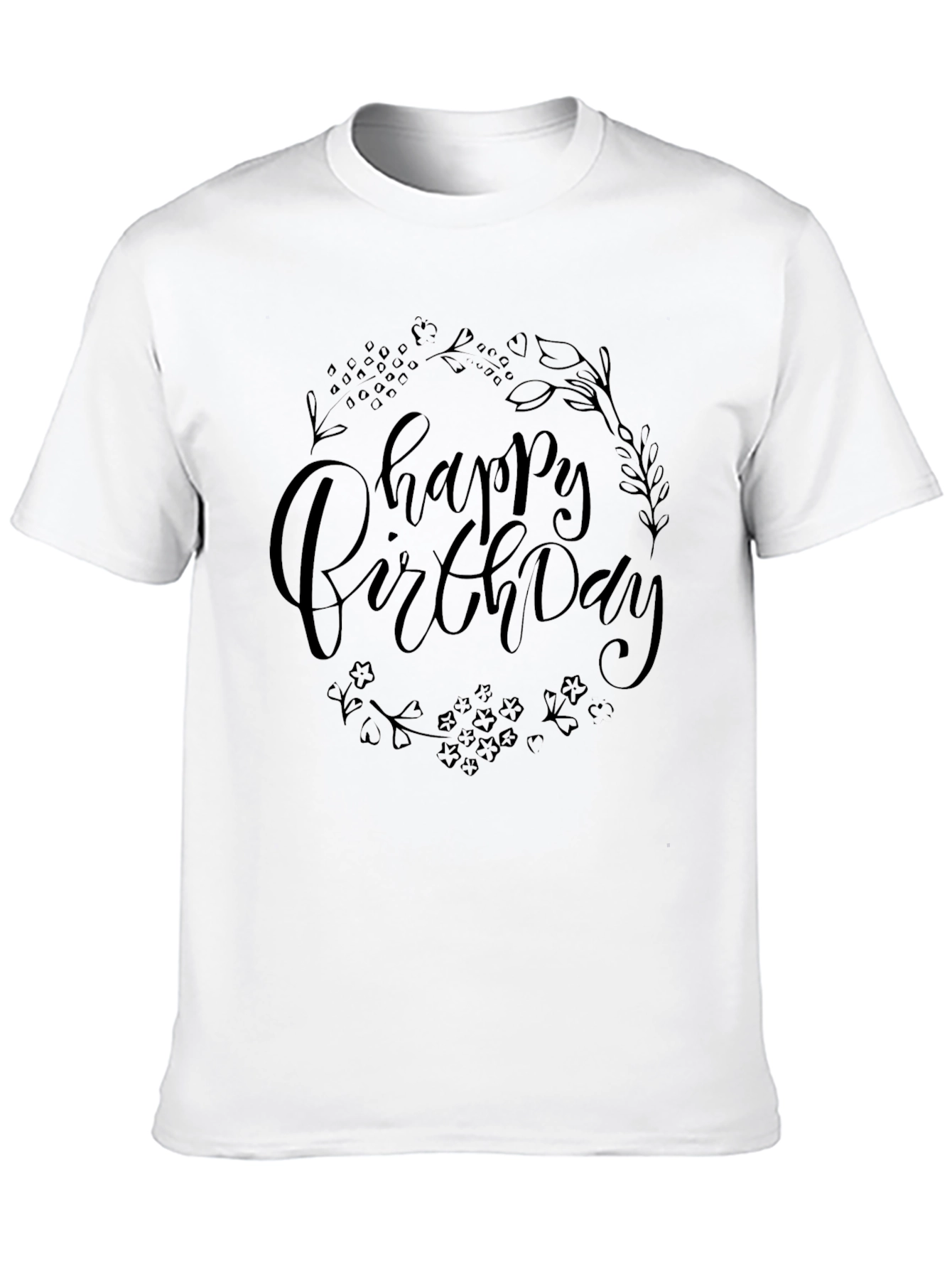 Black Happy Birthday Graphic Print Black T-Shirt view 10