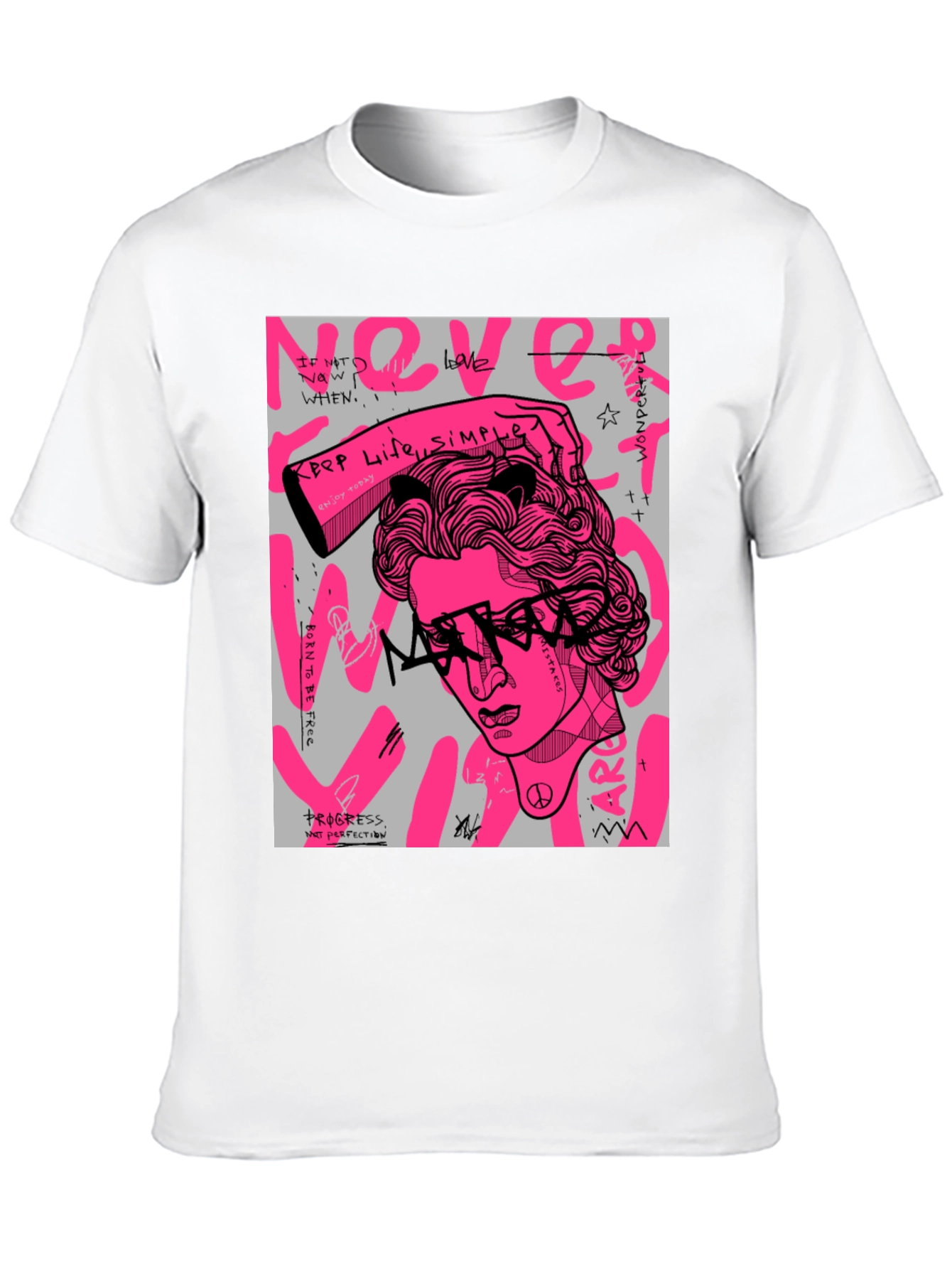 Black Edgy Graphic Print Tee - Artistic Streetwear view 10