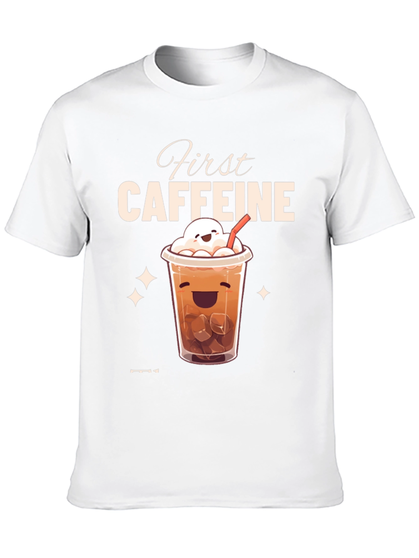 Black First Caffeine Kawaii Iced Coffee T-Shirt view 10