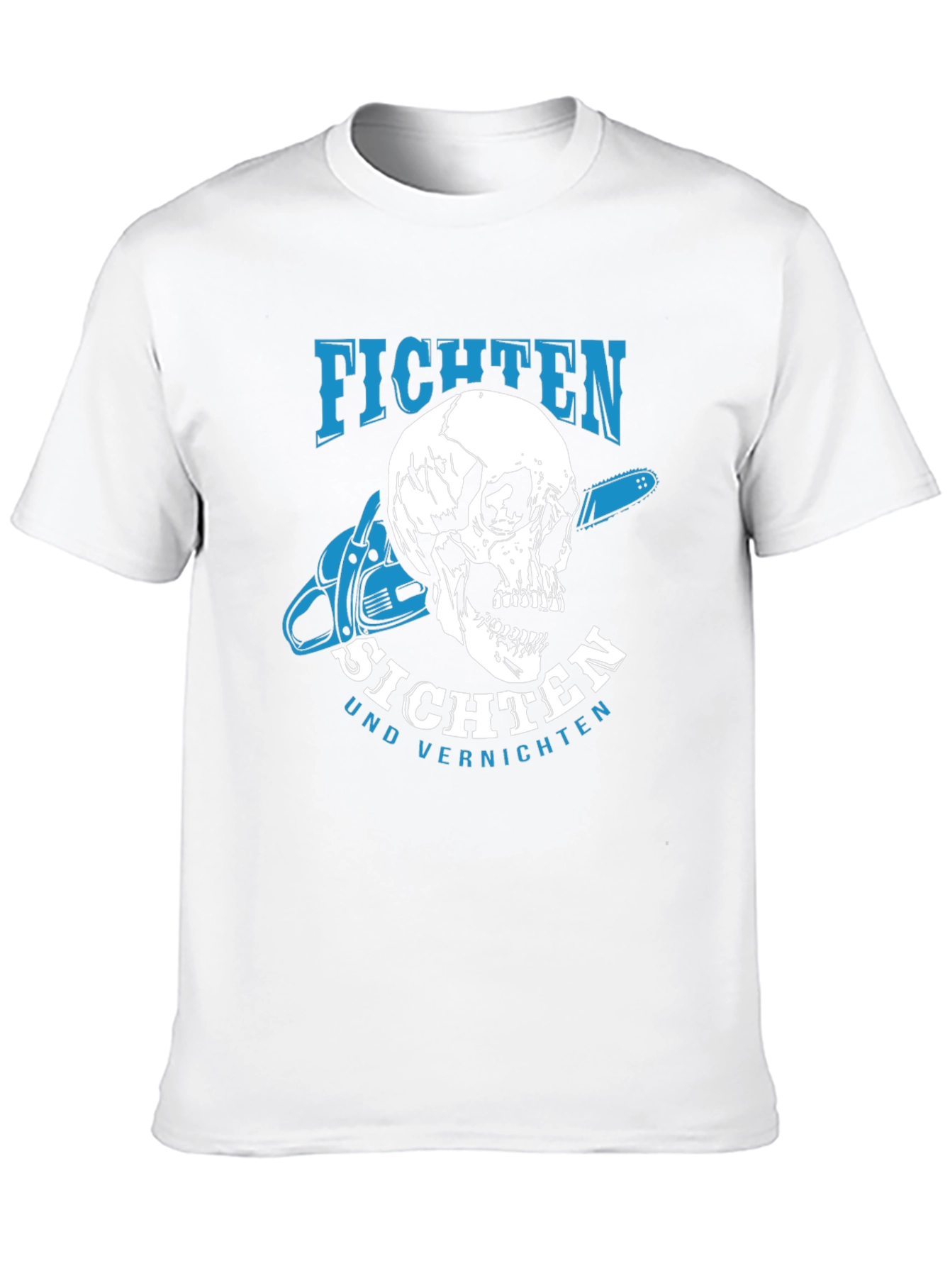 Black Fichten T-Shirt - Skull & Chainsaw Design view 10