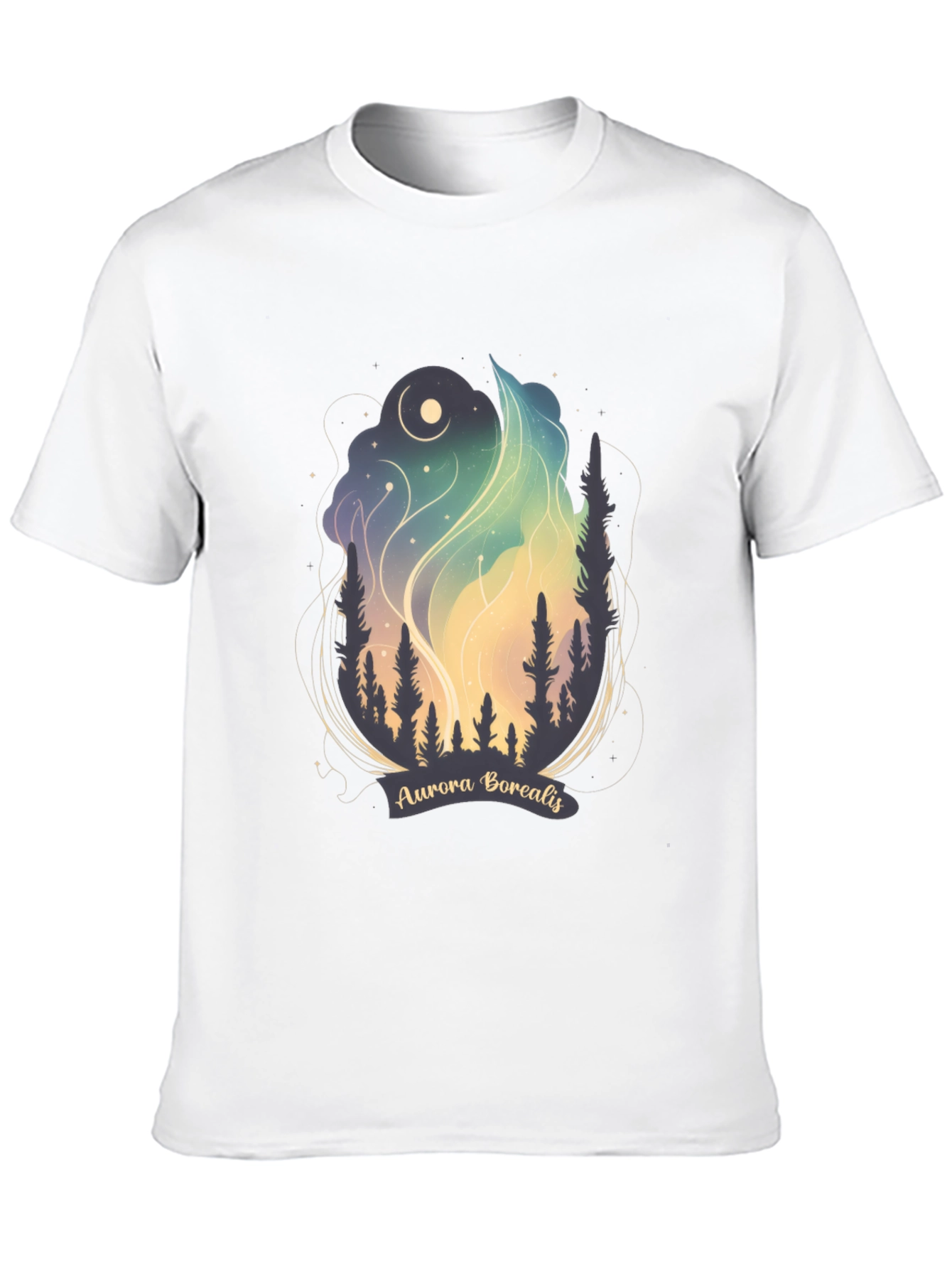 Black Aurora Borealis Graphic Tee - Night Sky T-Shirt view 10