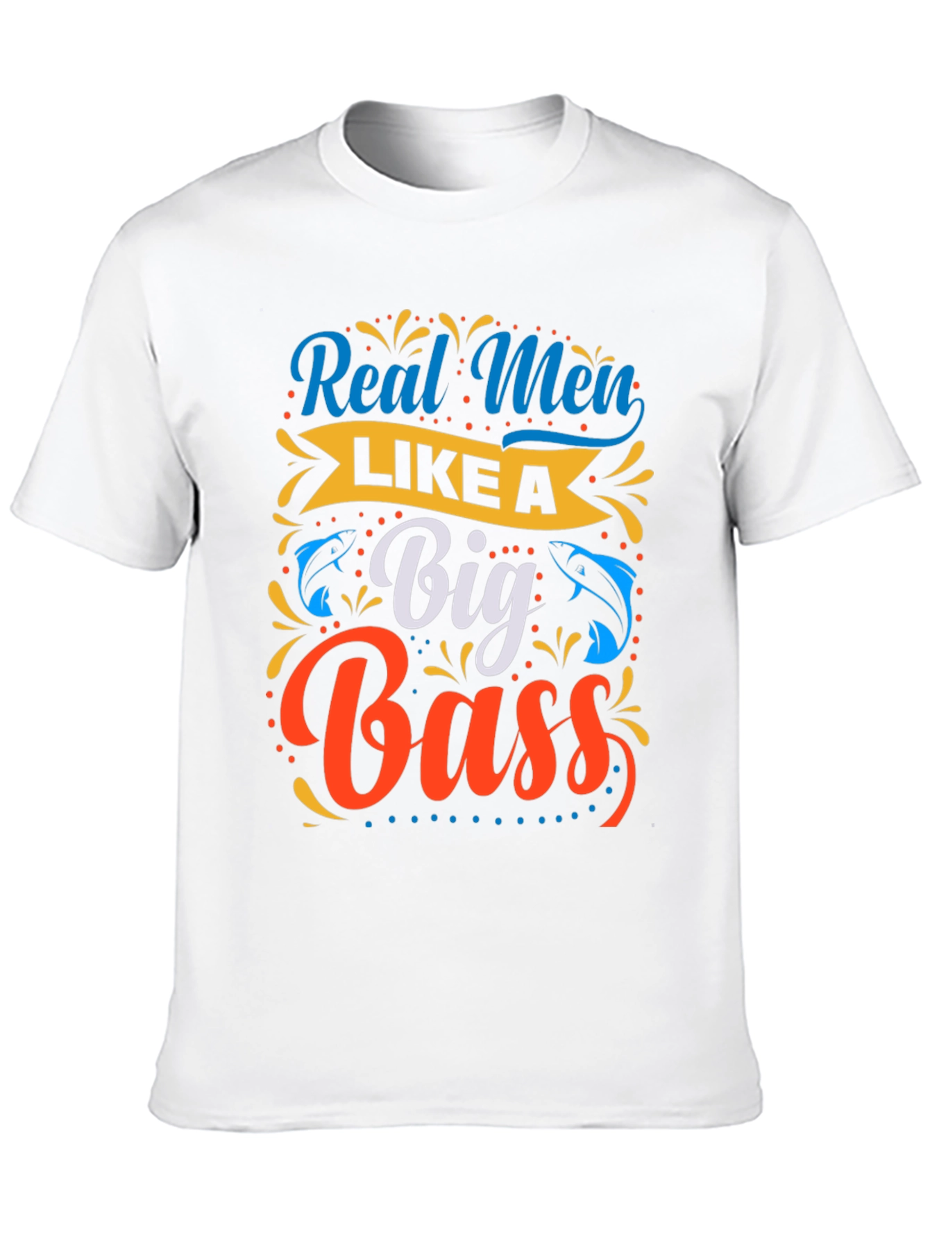 Black Real Men Like a Big Bass Fishing T-Shirt view 10