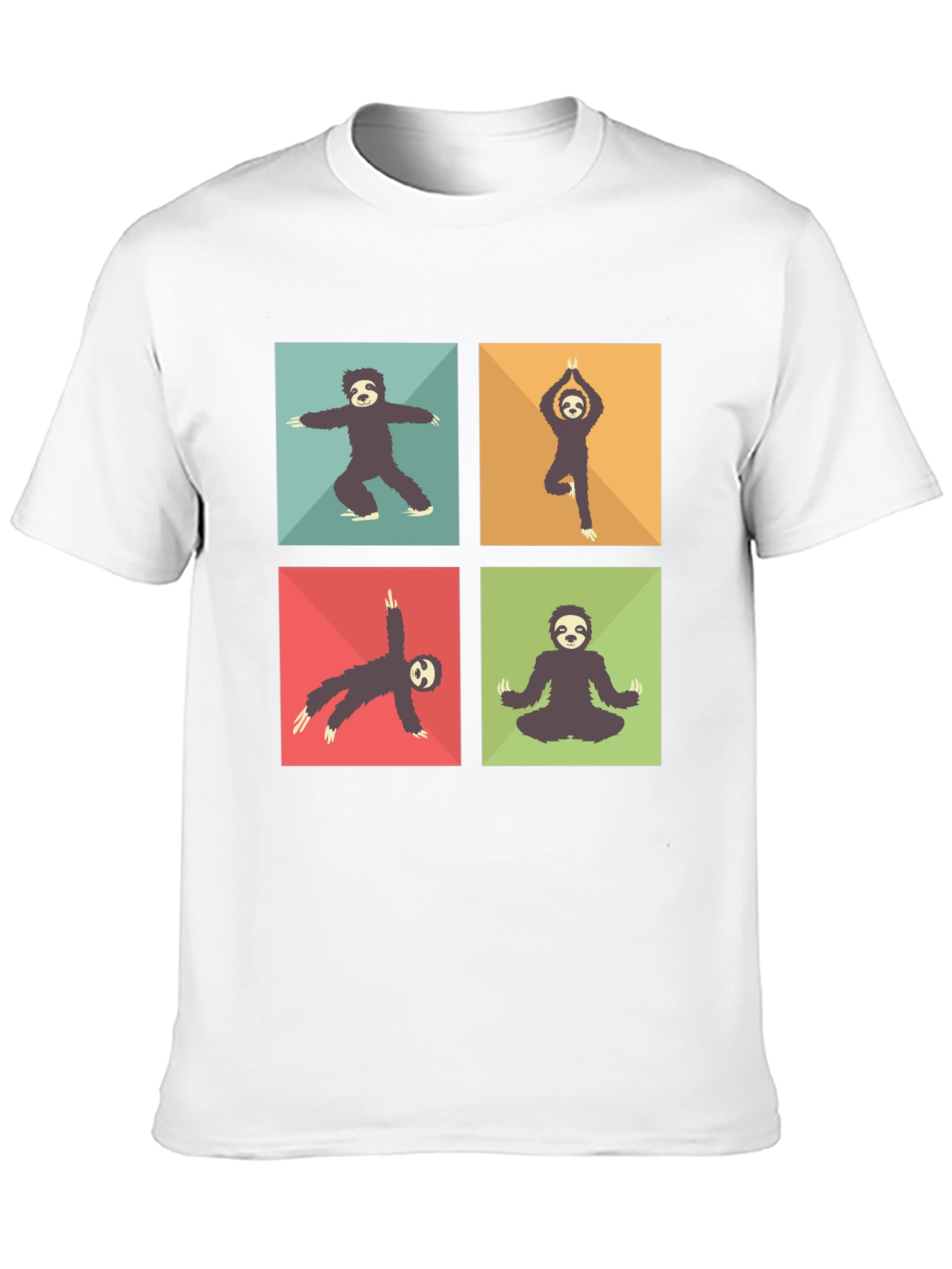 Black Sloth Yoga Poses T-Shirt Black Cotton Blend view 10