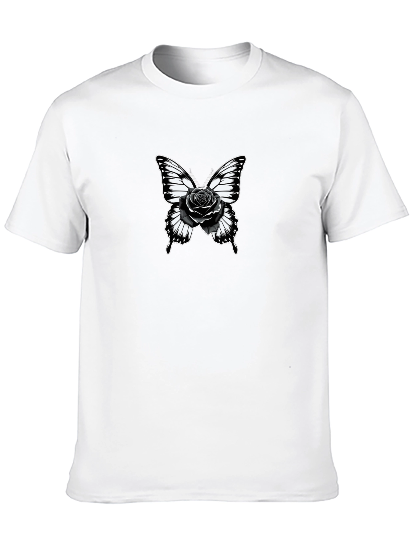 Black Butterfly Rose Graphic Tee - Black Cotton Blend view 10