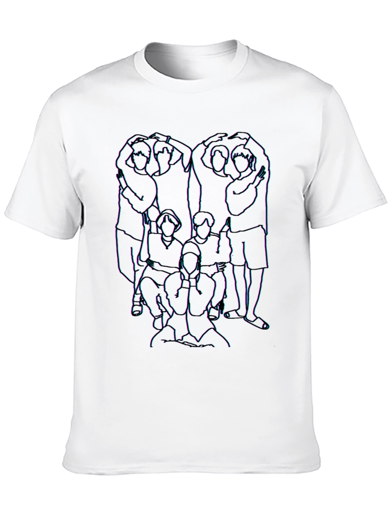 Black Abstract Line Art Graphic Print Crew Neck T-Shirt view 10