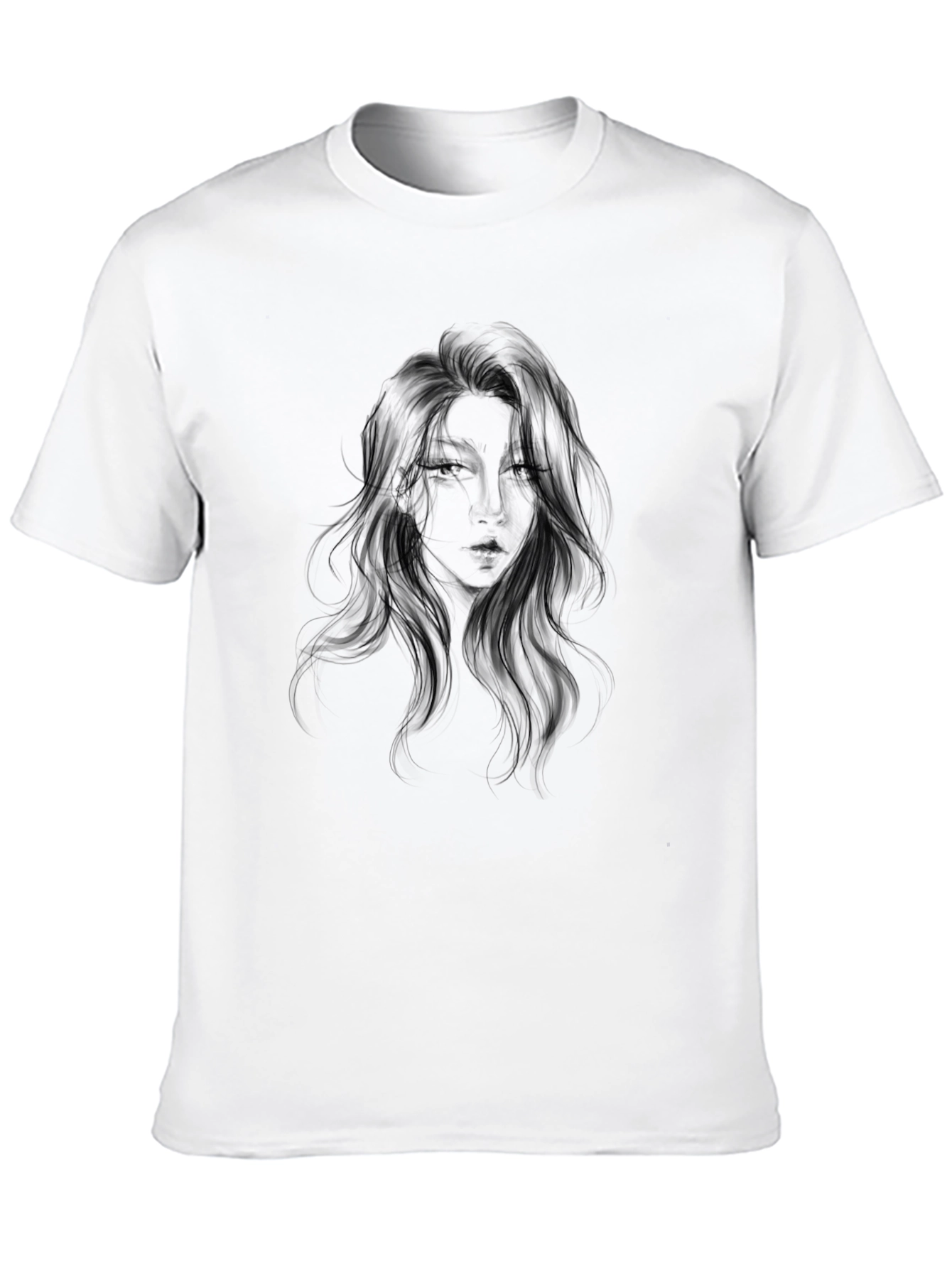 Black Graphic Tee - Woman Portrait Design - 10