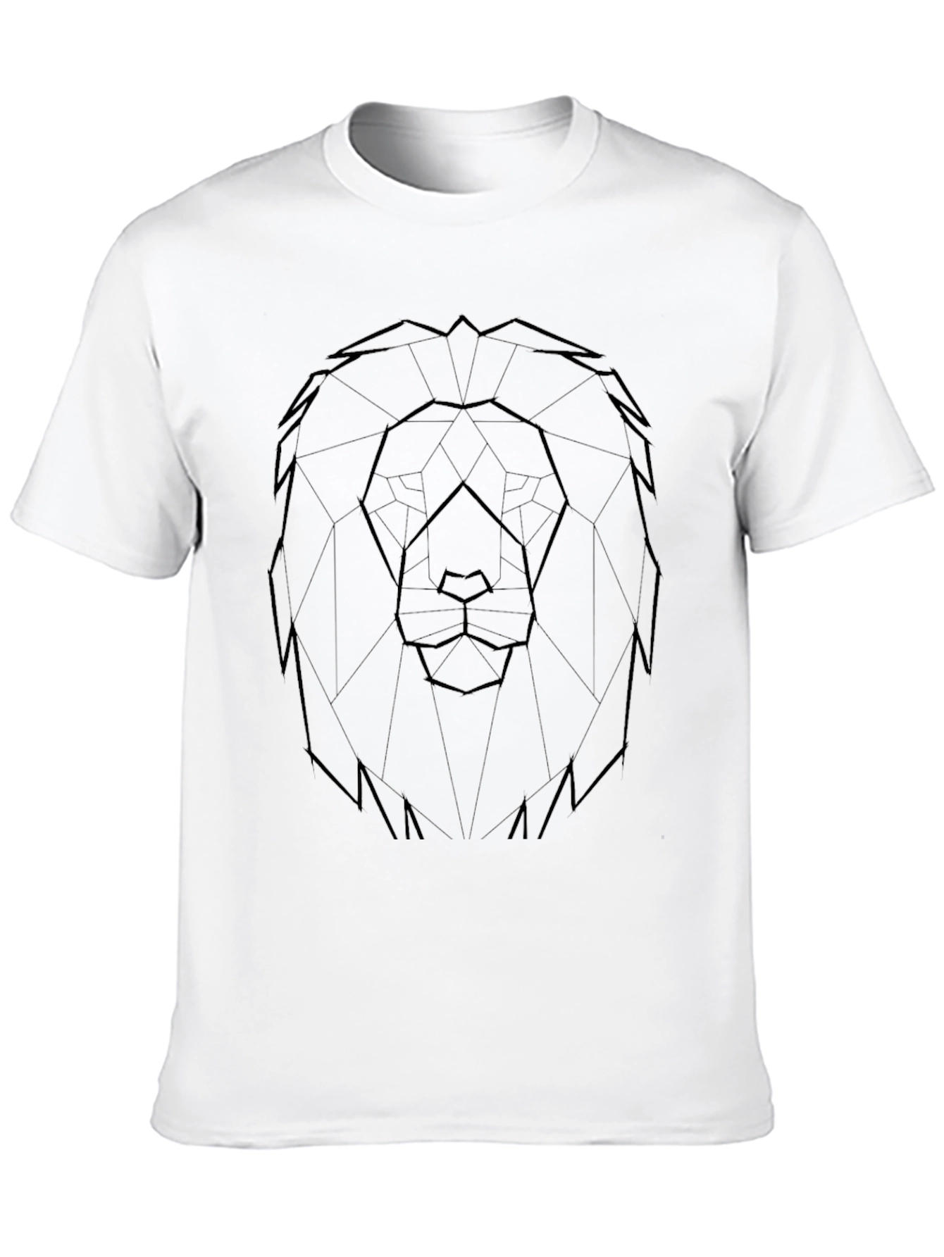 Black Geometric Lion Graphic Tee - Stylish Black T-Shirt view 10