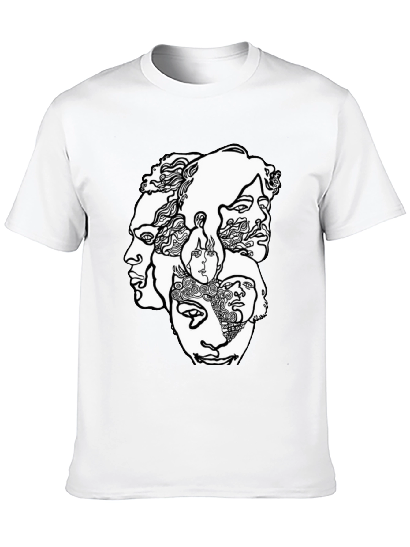 Black Abstract Faces Graphic T-Shirt - Unisex Crew Neck view 10