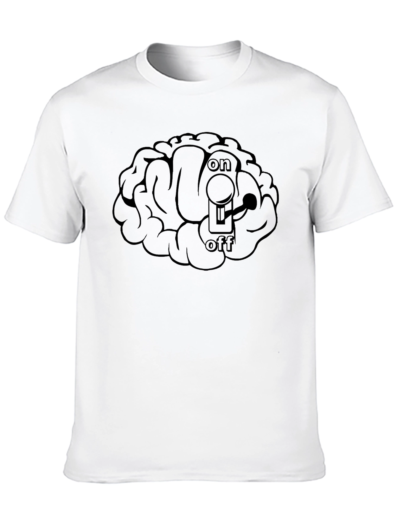 Black Brain On/Off Switch Graphic Black T-Shirt view 10