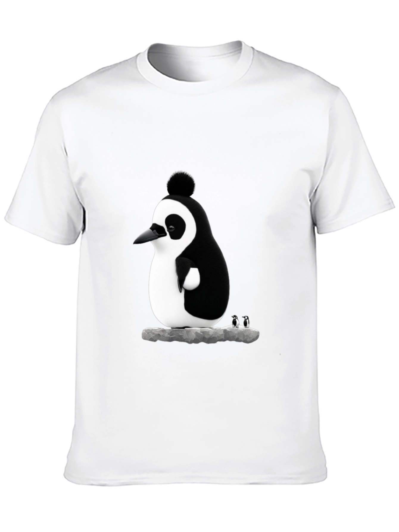 Black Whimsical Penguin Graphic Tee - Black Cotton Blend view 10