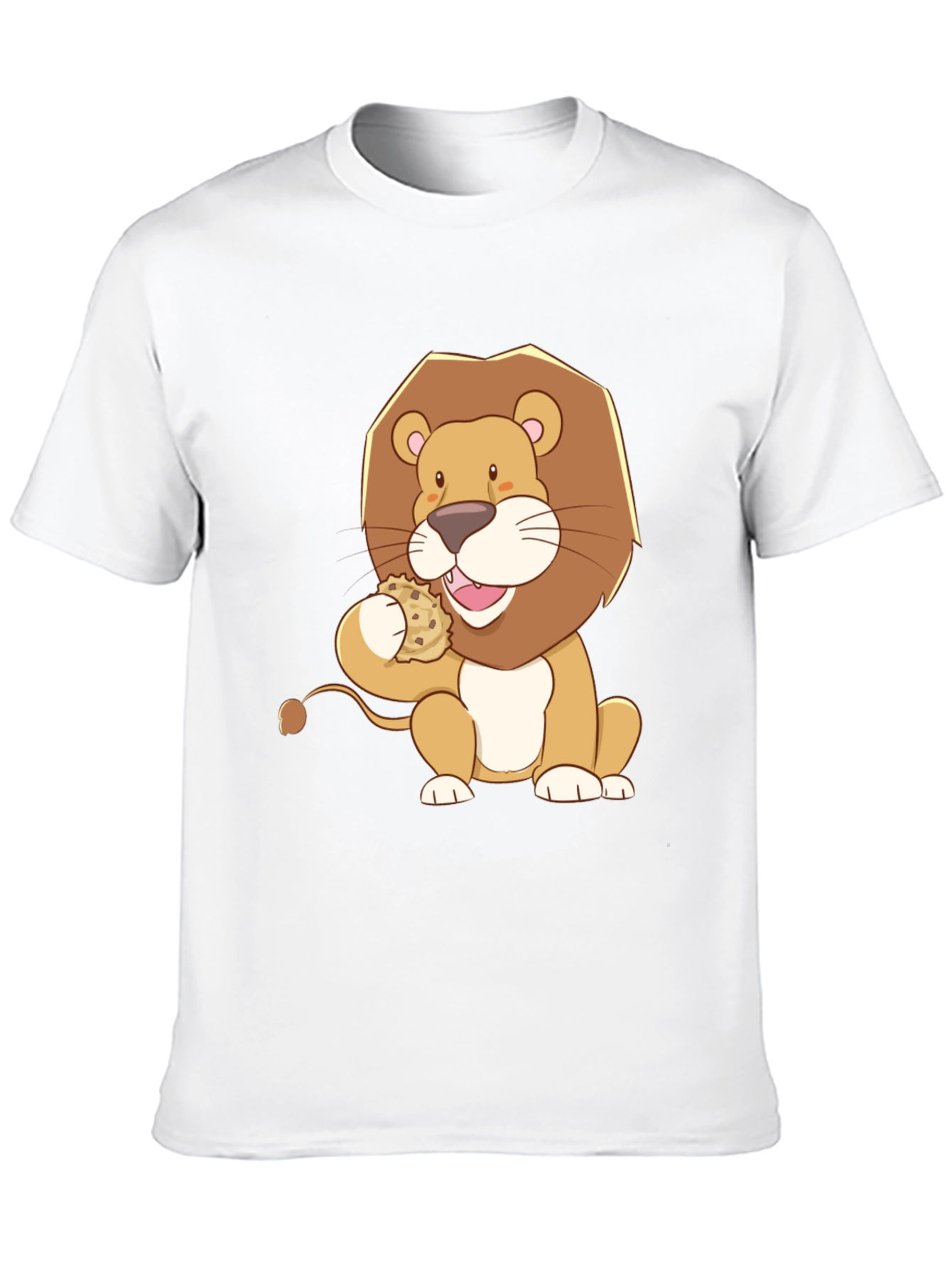 Black Lion Eating Cookie Graphic Tee - Black Cotton Shirt view 10