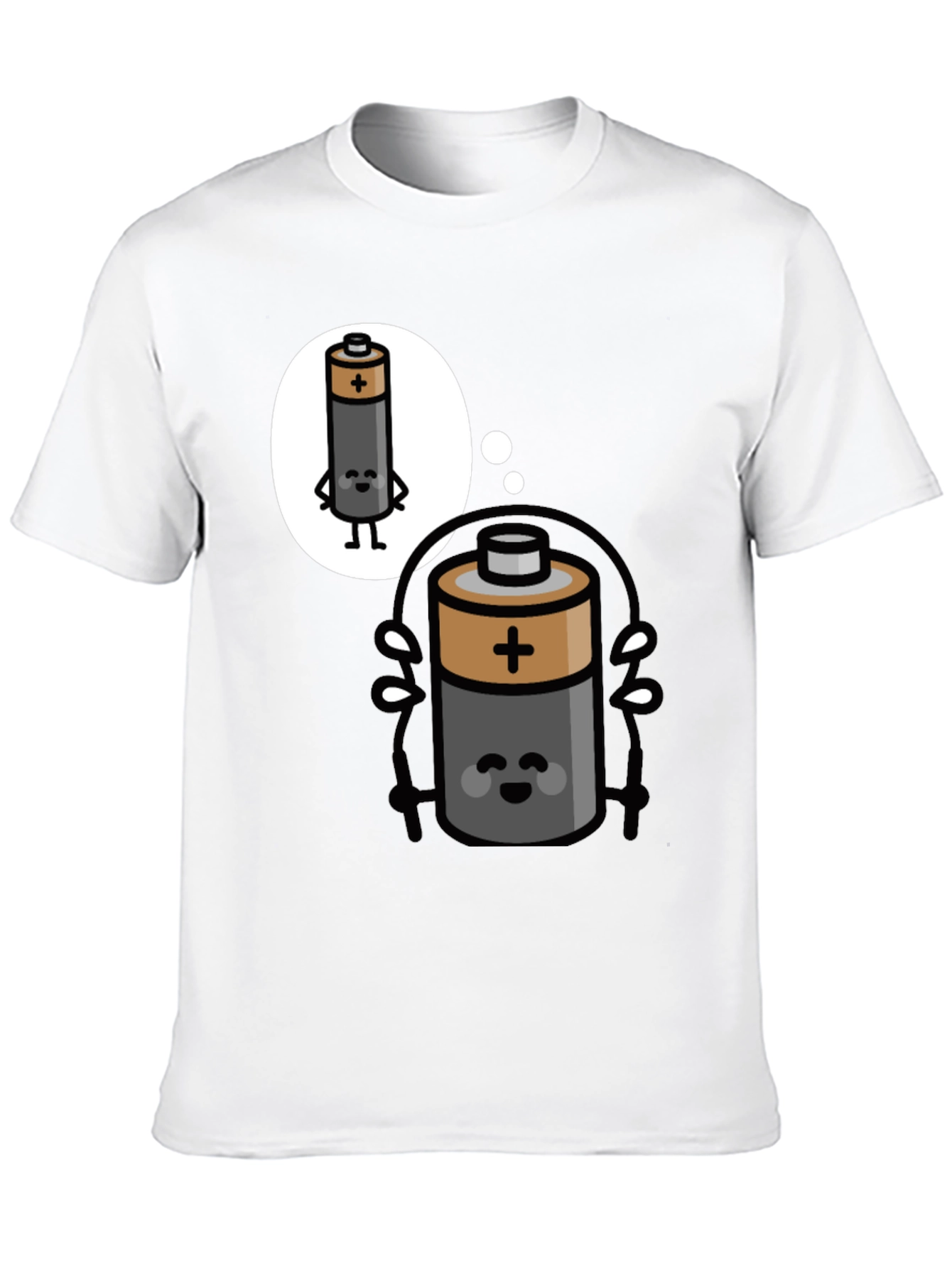 Black Funny Battery Cartoon T-Shirt - Energy Humor Tee view 10