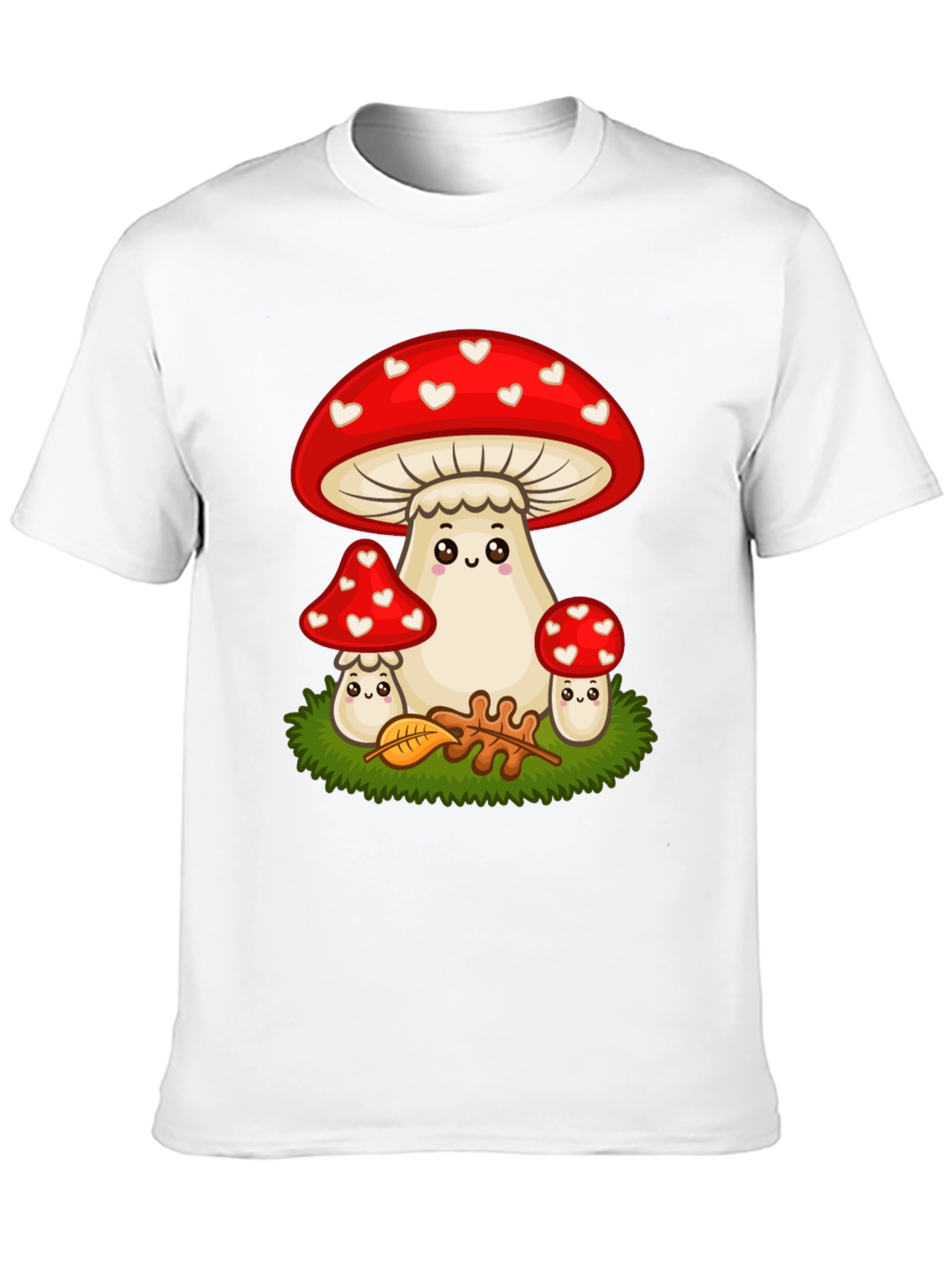 Black Cute Mushroom T-Shirt - Heart Pattern view 10