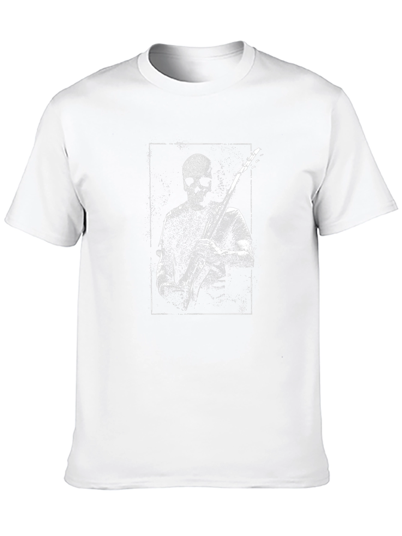 Black Skull Guitarist Graphic Tee - Black Cotton T-Shirt view 10