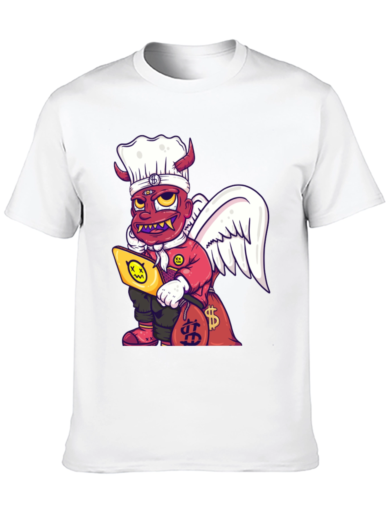 Cartoon Angel & Devil Chef Graphic T-Shirt - 10