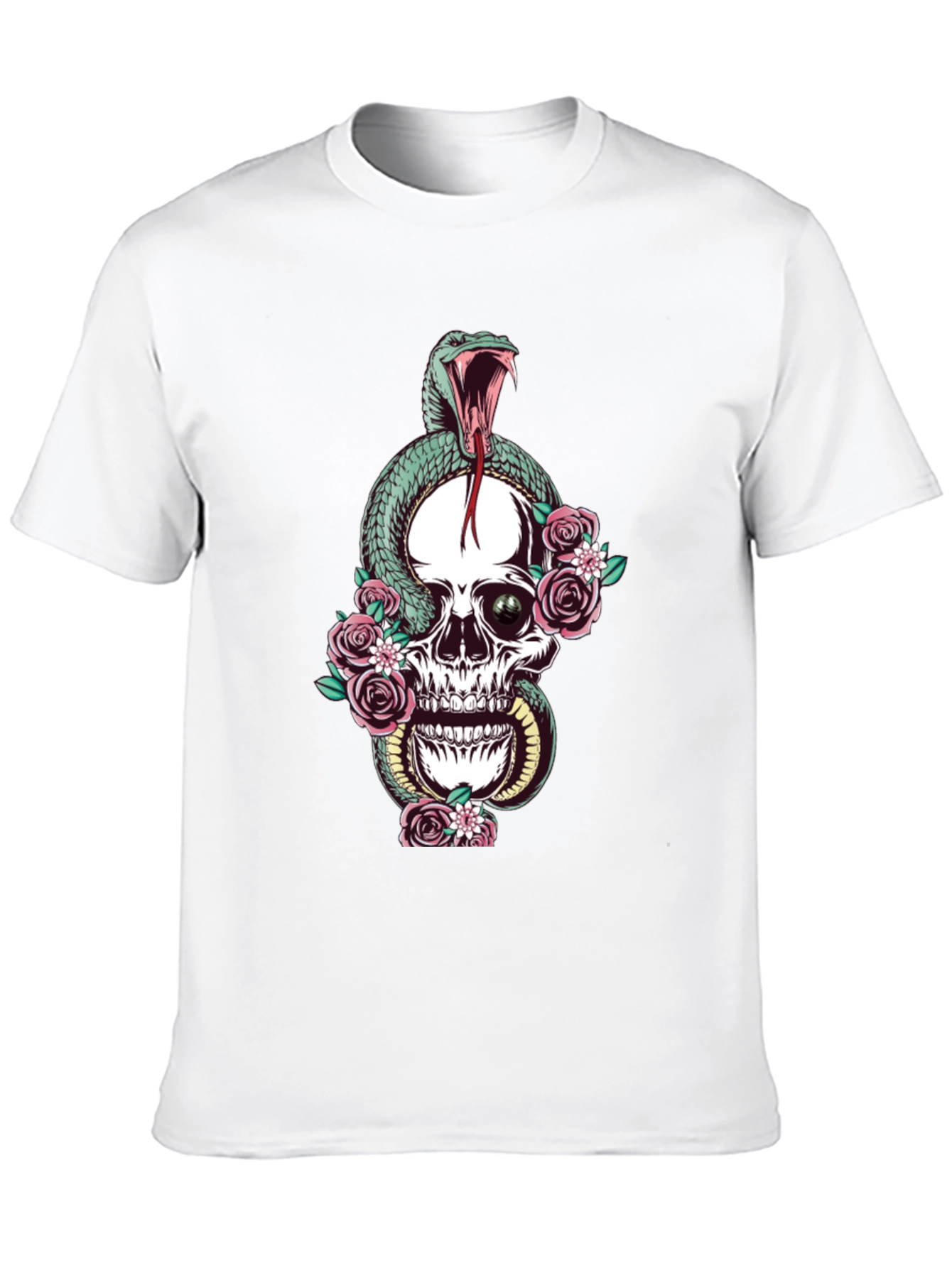 Black Skull & Snake Graphic Tee - Unisex Black T-Shirt view 10