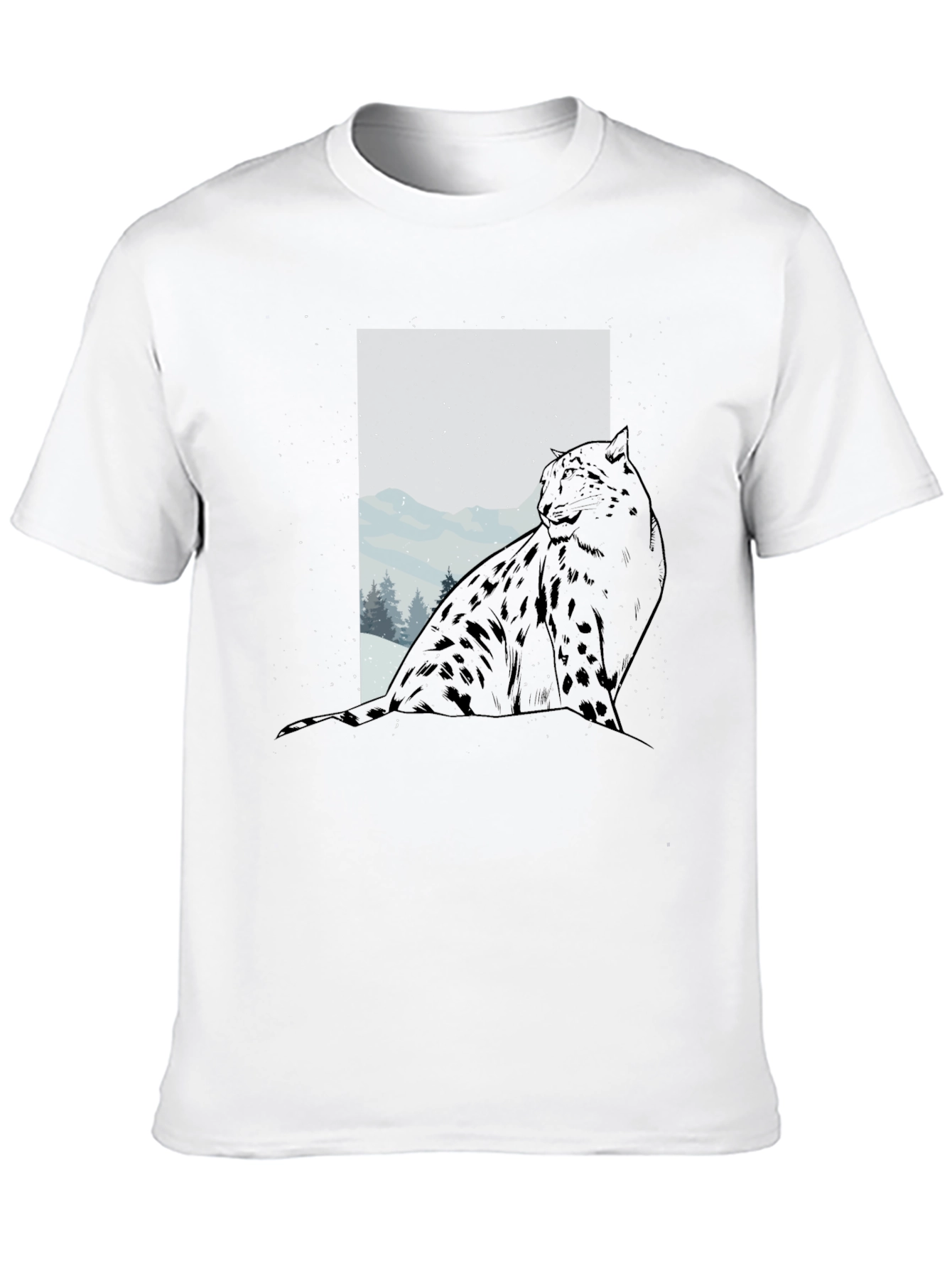 Black Snow Leopard Graphic Tee - Black Cotton Blend view 10