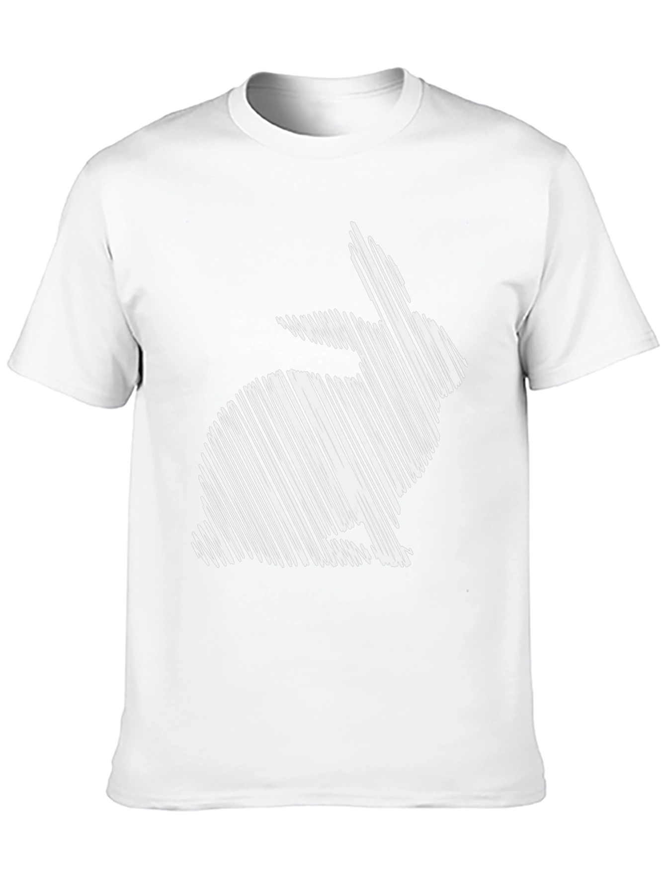 Black Rabbit Sketch Graphic Tee - Unisex Black Cotton T-Shirt view 10