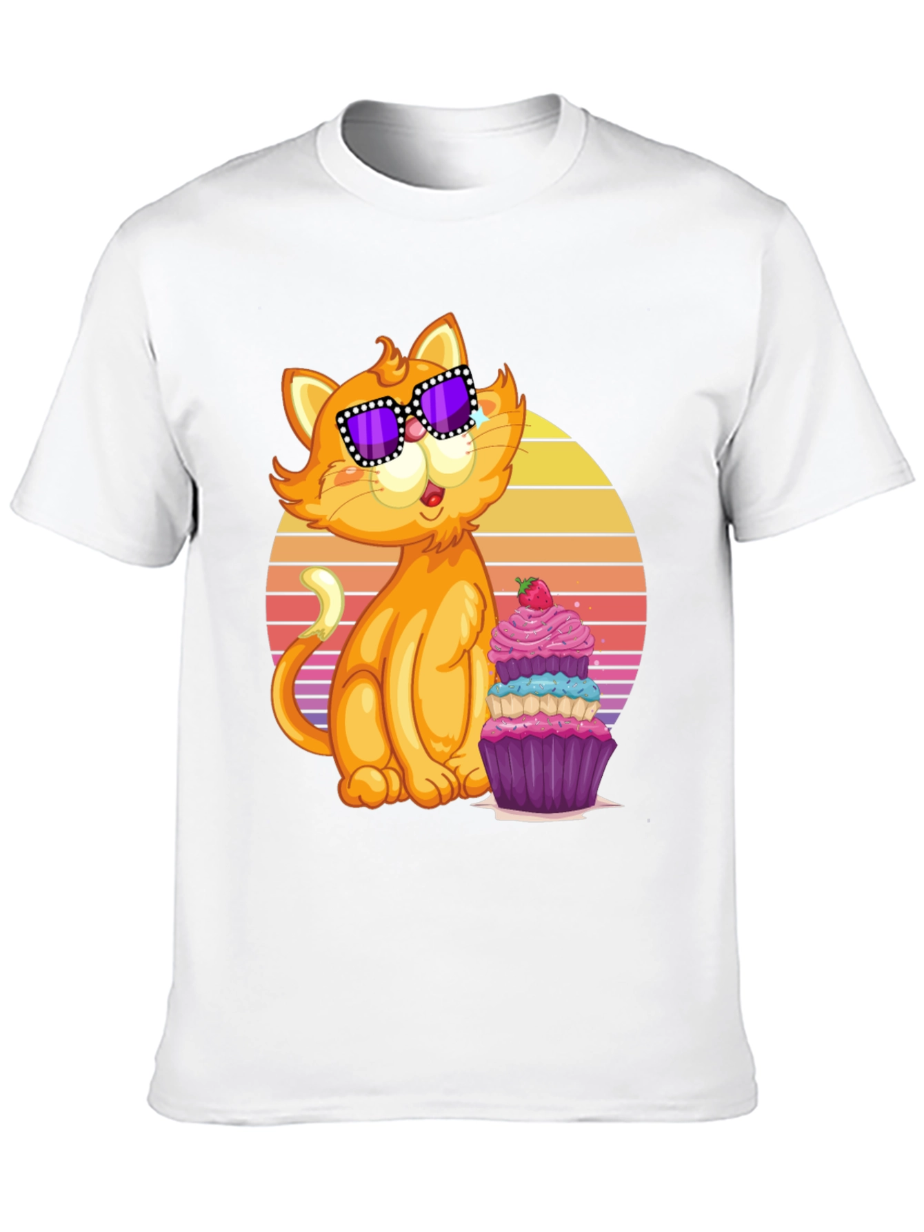 Black Cool Cat with Cupcake T-Shirt view 10