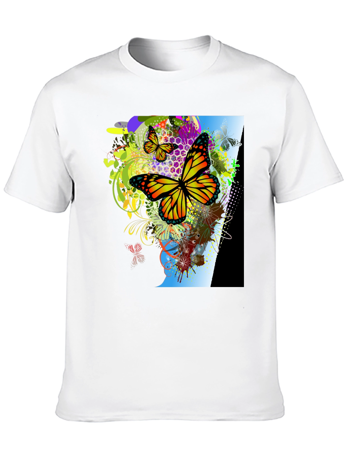 Black Butterfly Graphic Print Men's Black T-Shirt view 10