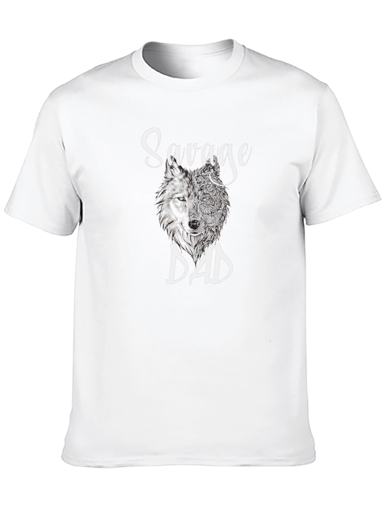 Black Savage Dad Wolf Graphic T-Shirt view 10