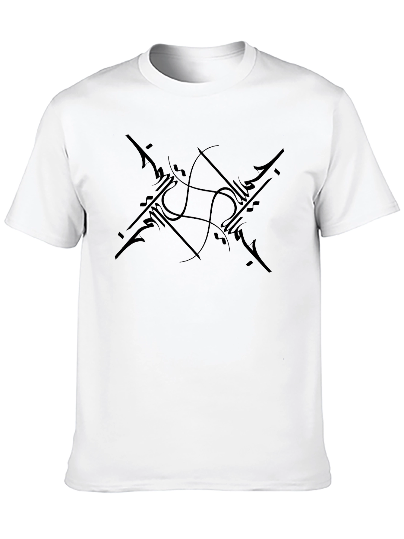 Black Black Tee with Abstract Graphic Design view 10