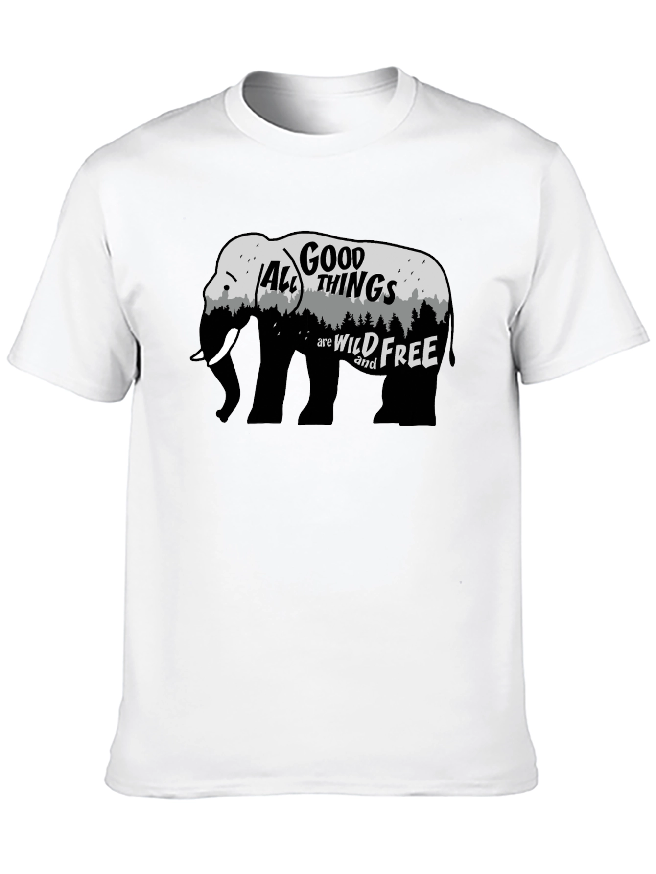 Black Wild and Free Elephant Graphic Tee - Black view 10