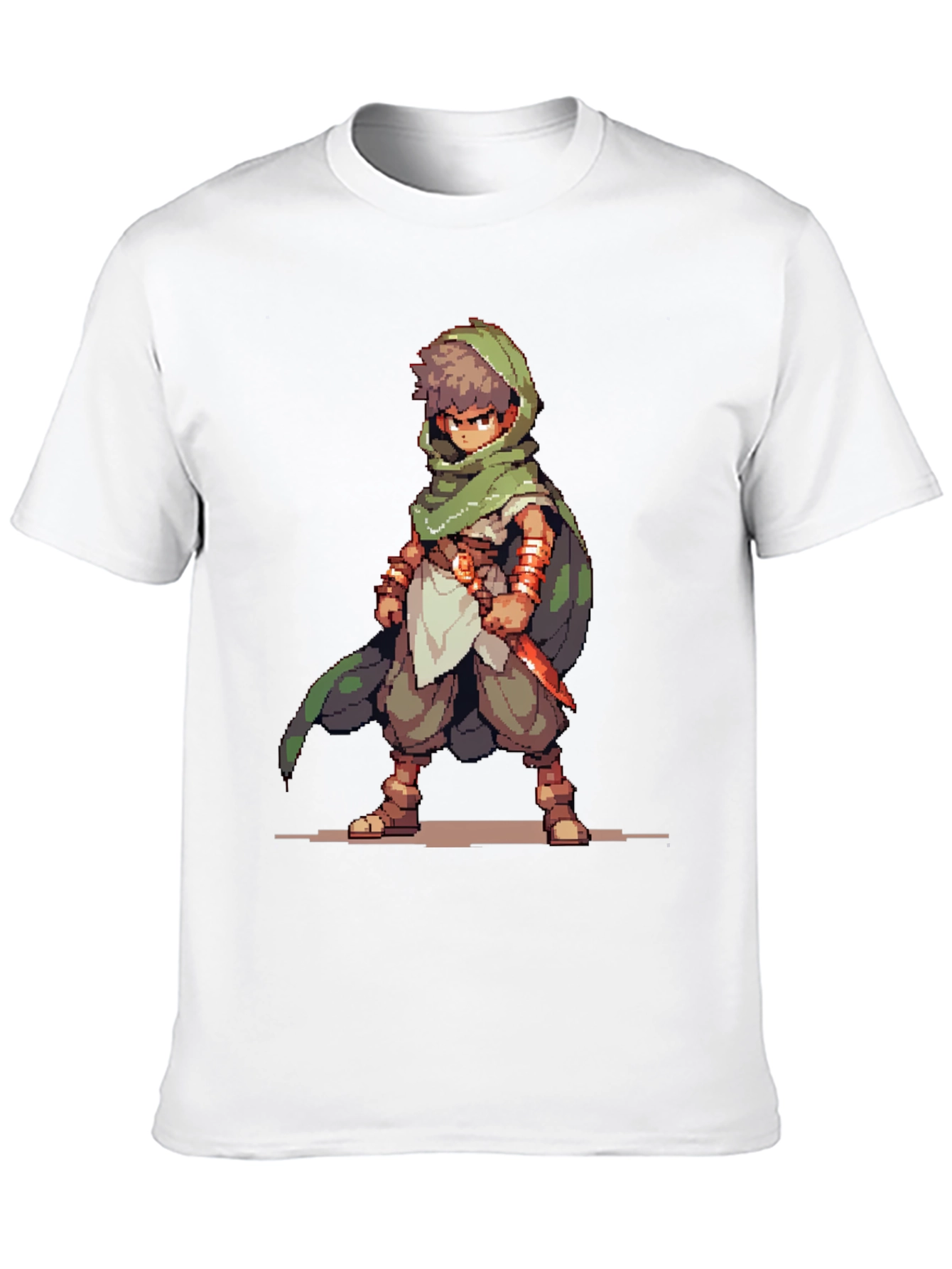 Black Pixel Art RPG Character Graphic Tee - Black Cotton Blend view 10