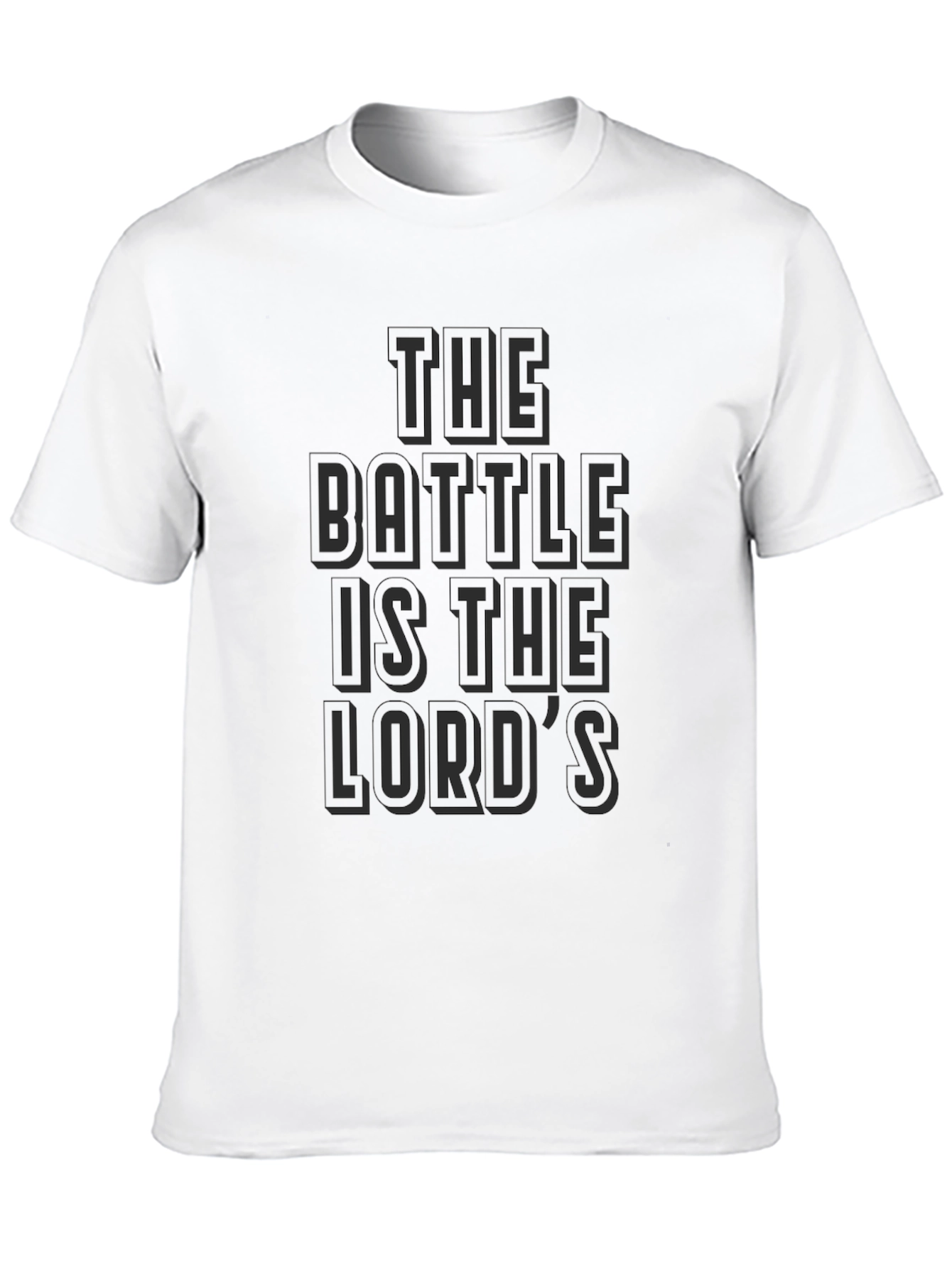 Black The Battle is the Lord's Black T-Shirt view 10