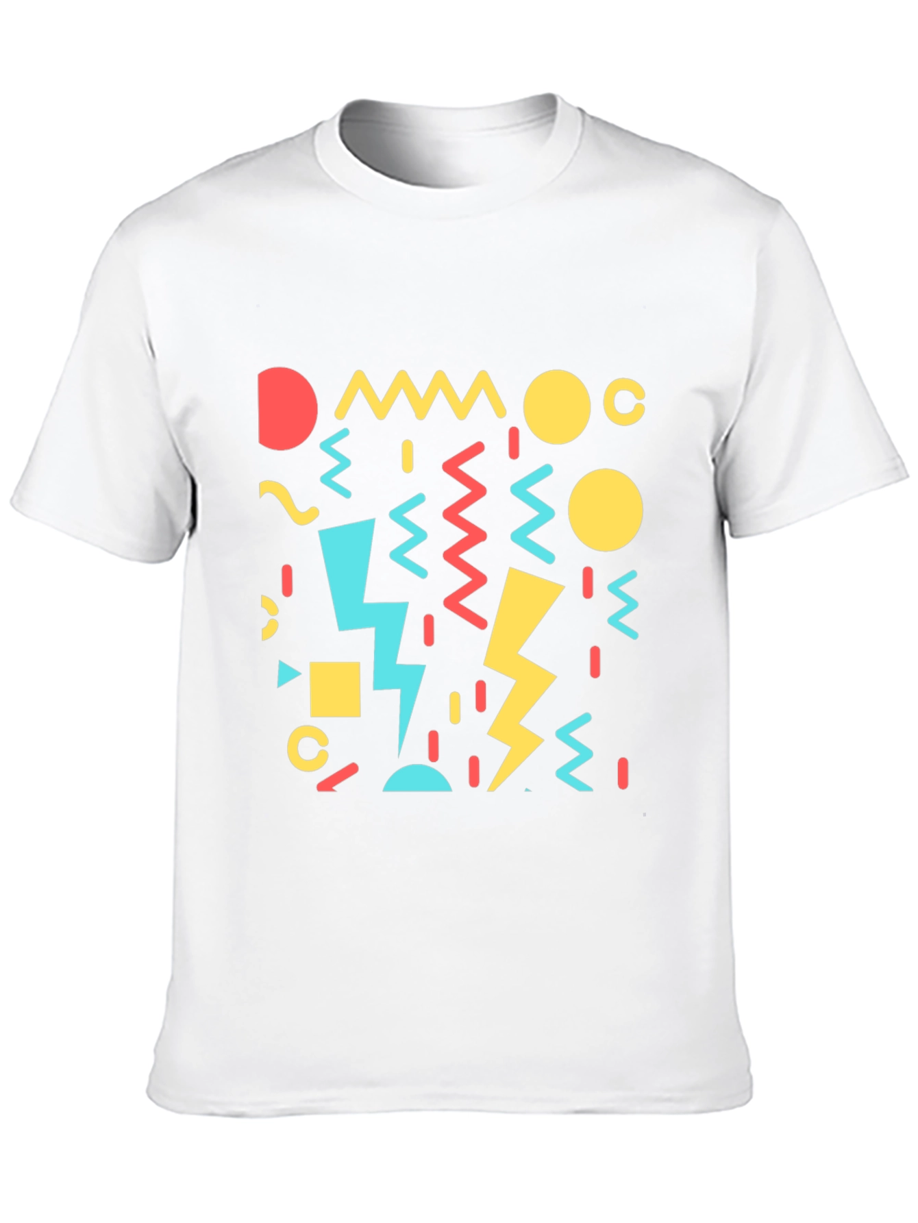 Black Retro 90s Geometric Pattern Black T-Shirt view 10