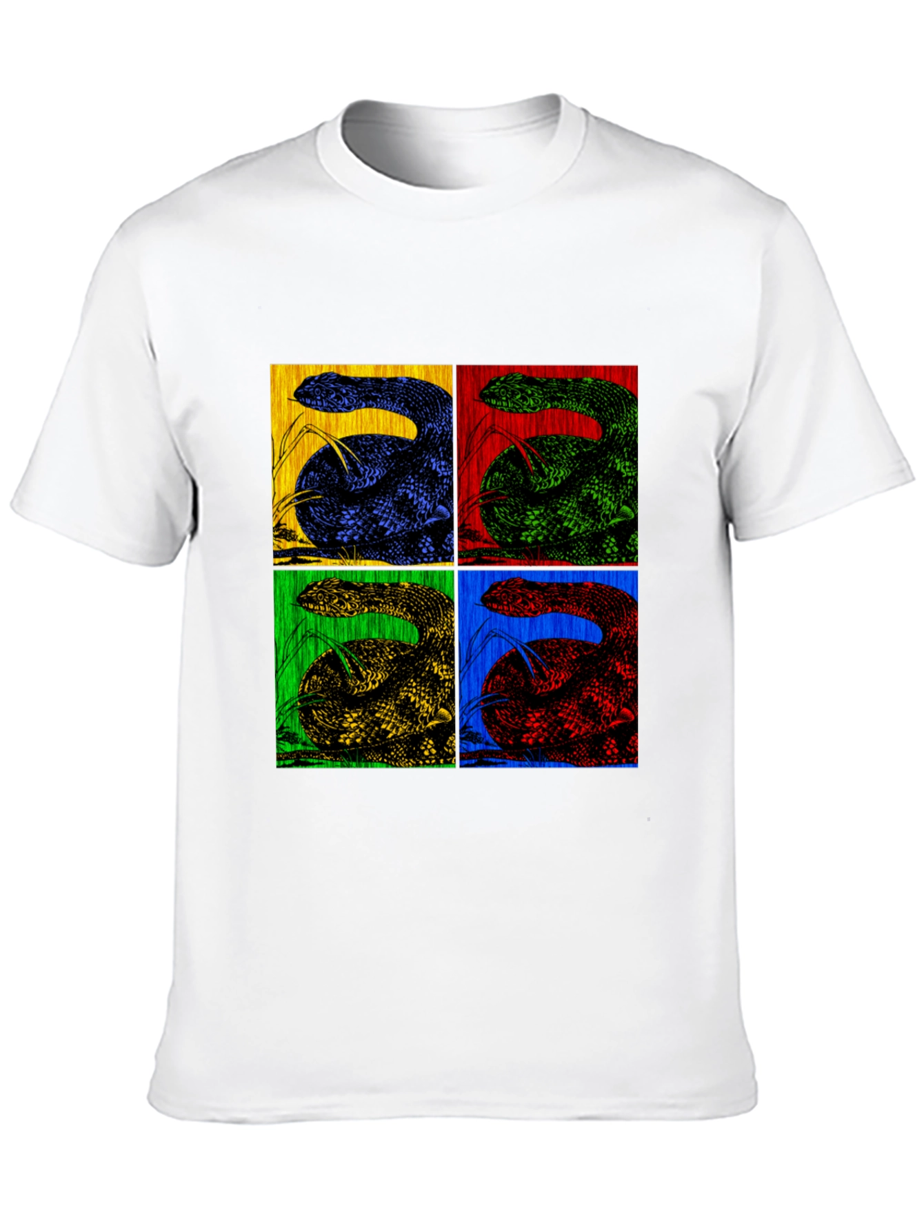 Black Retro Snake Pop Art Black T-Shirt view 10