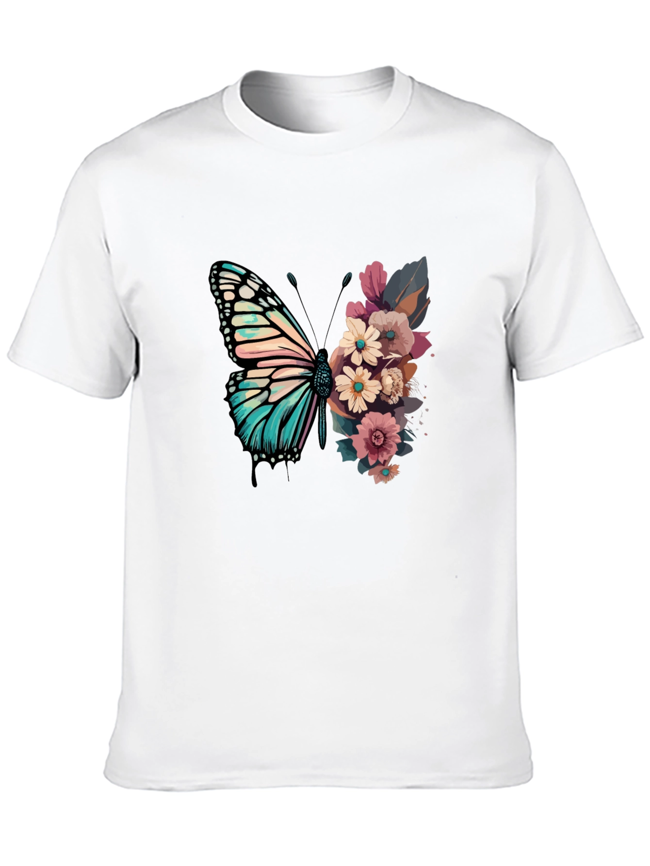 Black Floral Butterfly Graphic Tee - Unique Design view 10