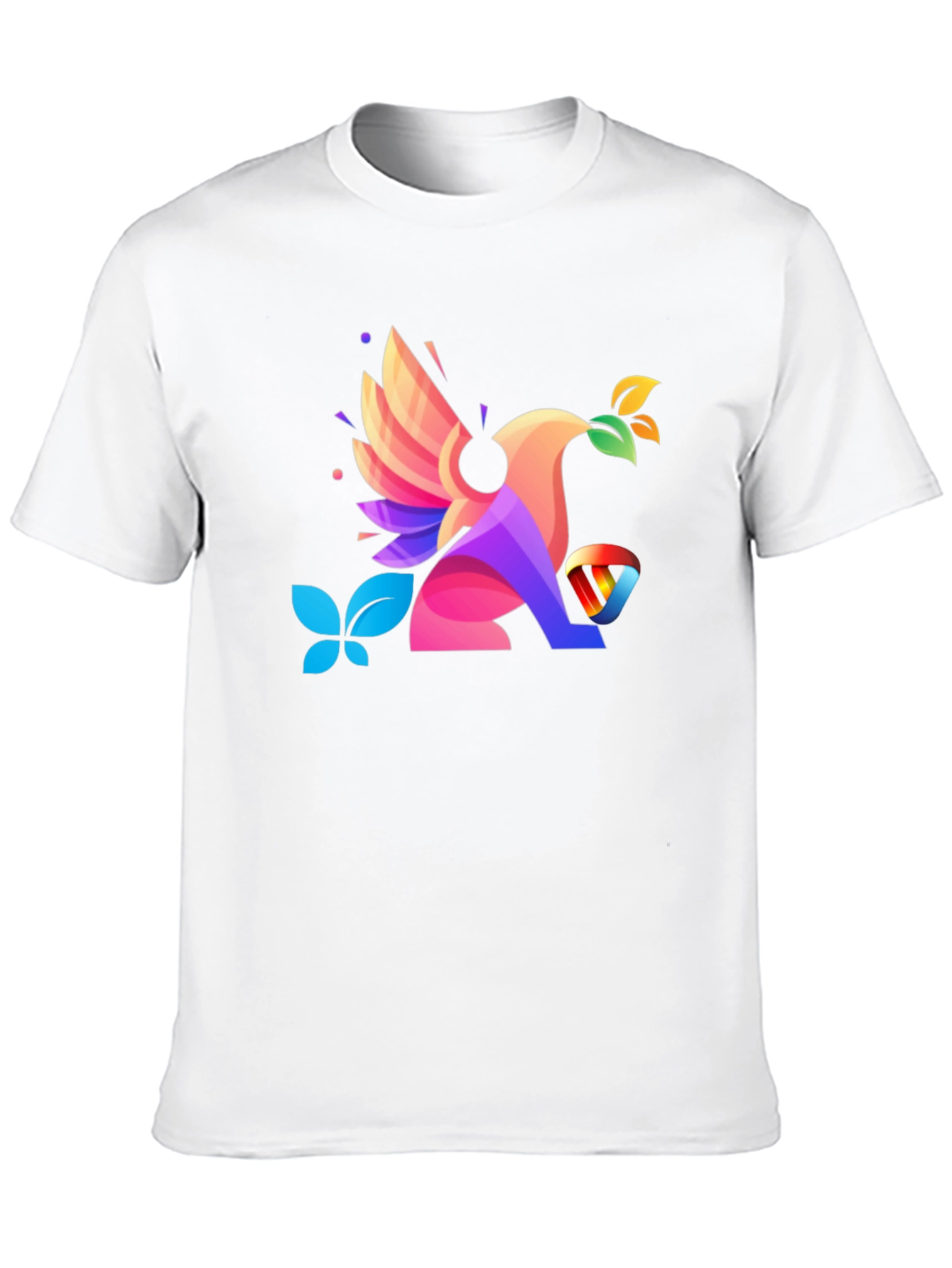 Black Colorful Geometric Bird Graphic T-Shirt view 10
