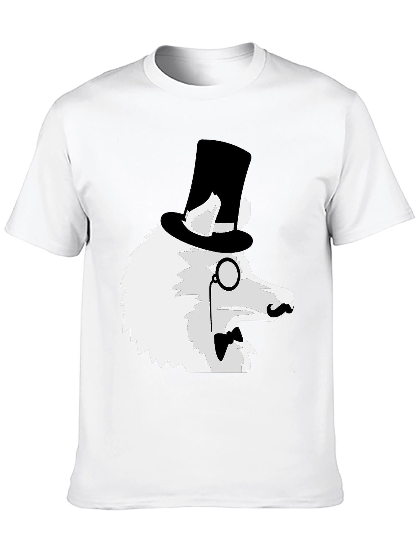 Black Dapper Dog T-Shirt: Top Hat Monocle Bow Tie view 10