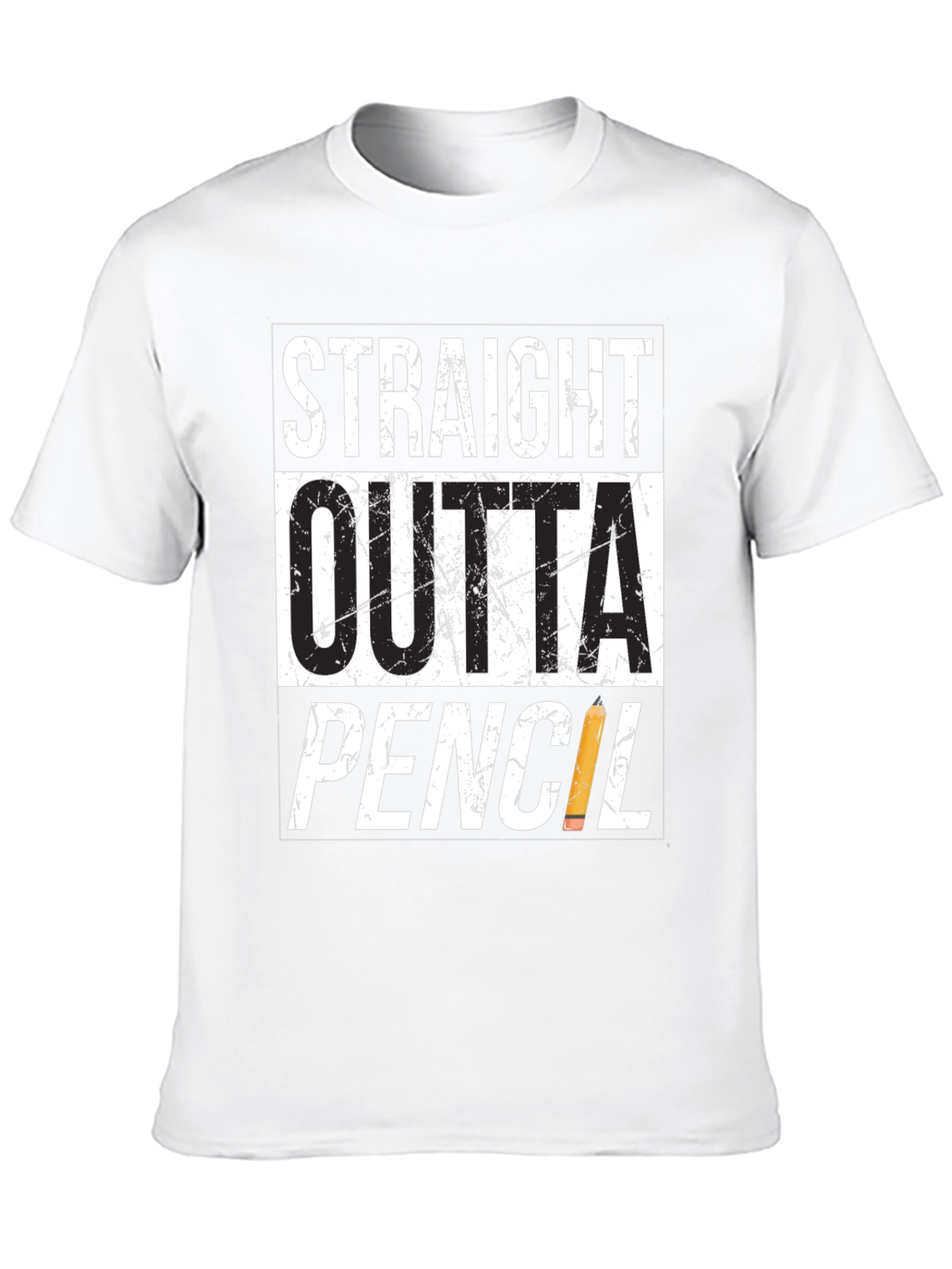 Black Straight Outta Pencil T-Shirt - Black Graphic Tee view 10