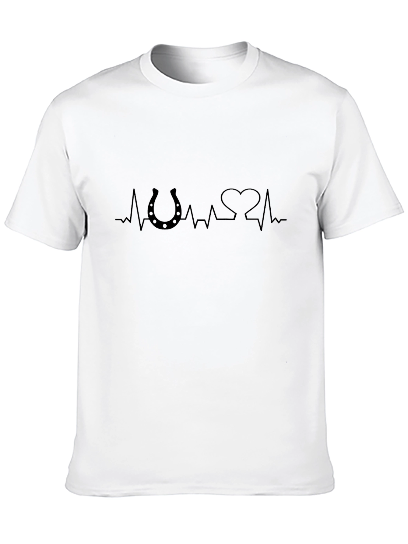 Black Horseshoe Heartbeat Men's Black T-Shirt view 10