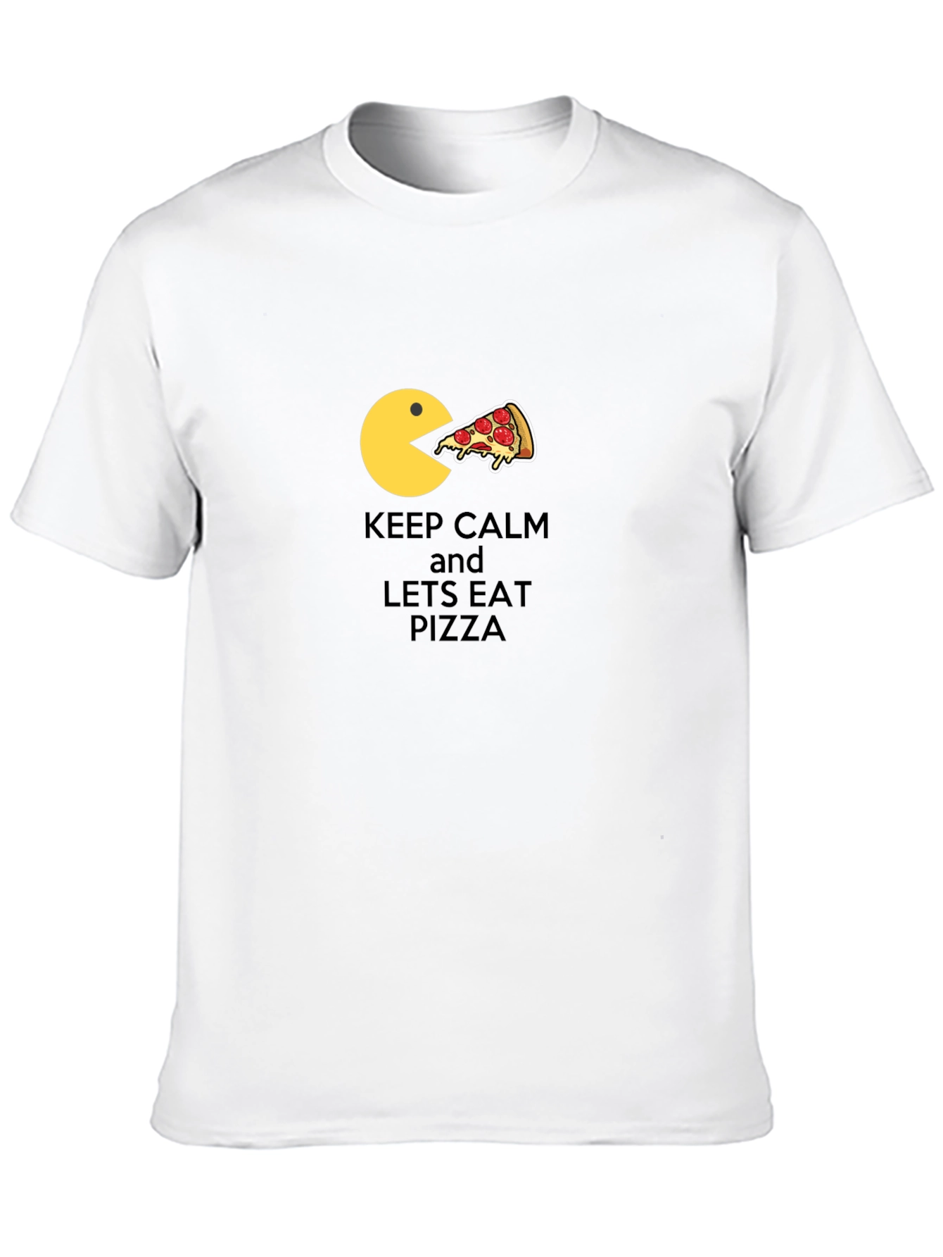 Keep Calm & Eat Pizza Black Graphic Tee - 10