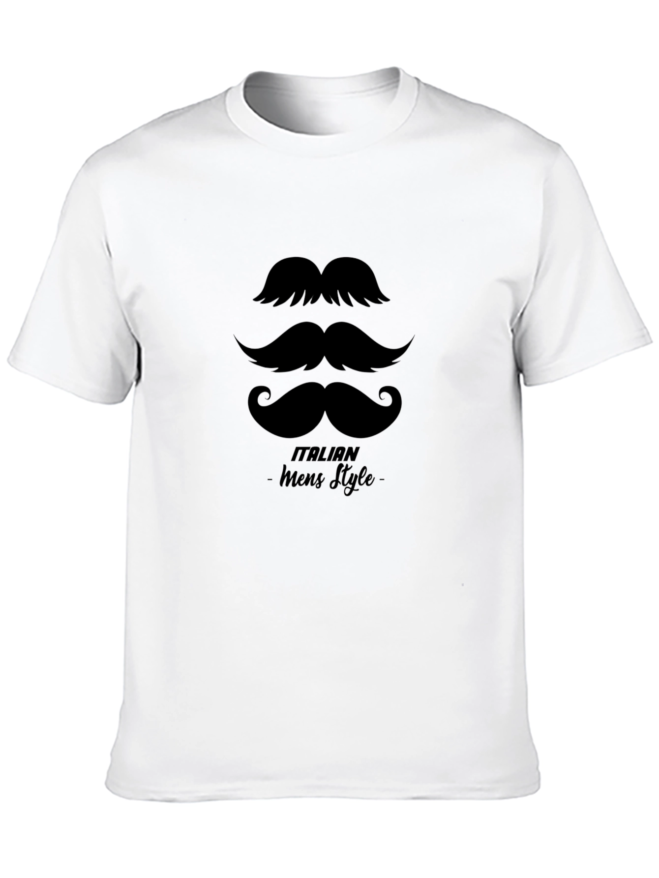 Black Italian Mens Style Mustache T-Shirt view 10